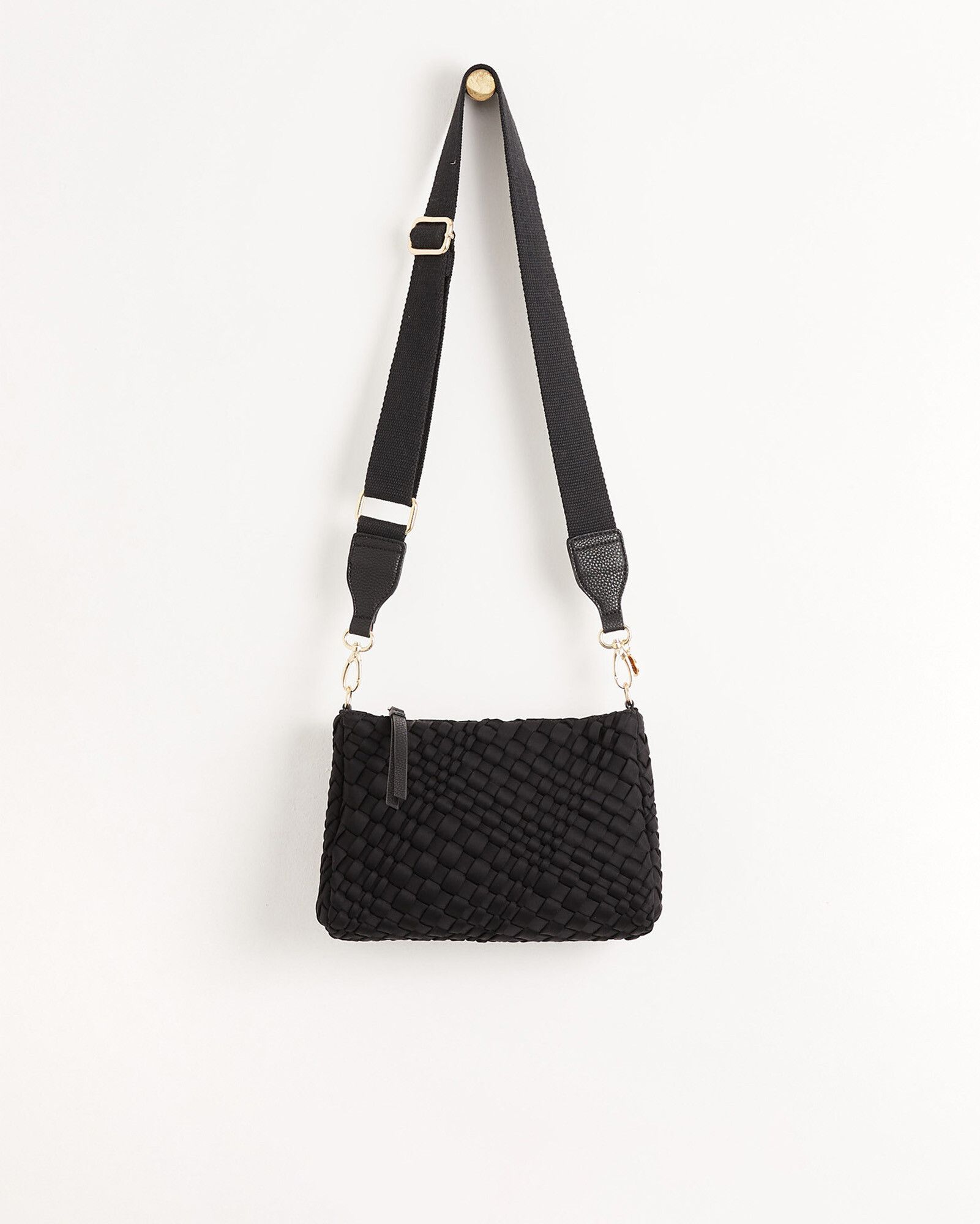 Nina Black Weave Crossbody Bag | Oliver Bonas