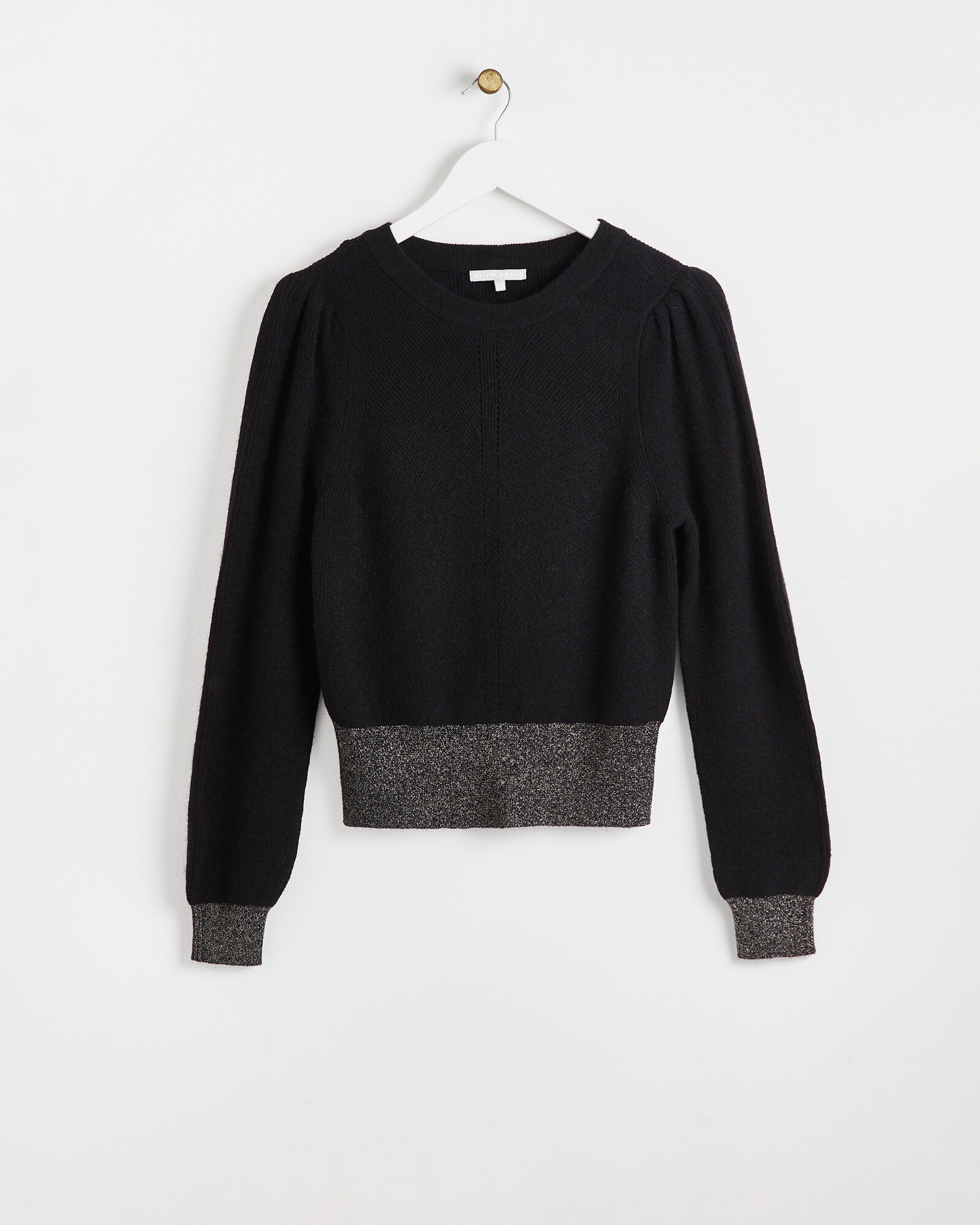 Oliver Bonas white black stripe squiggle knitted jumper large UK 12-14 vgc