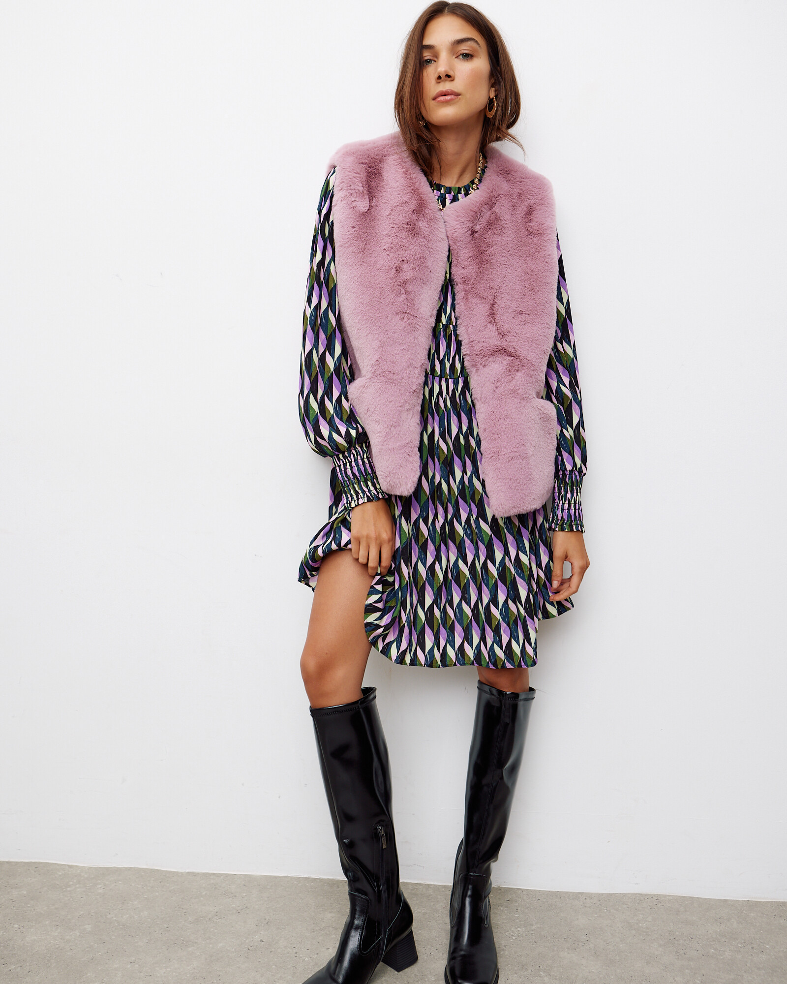 Faux Fur Pink Gilet Oliver Bonas US