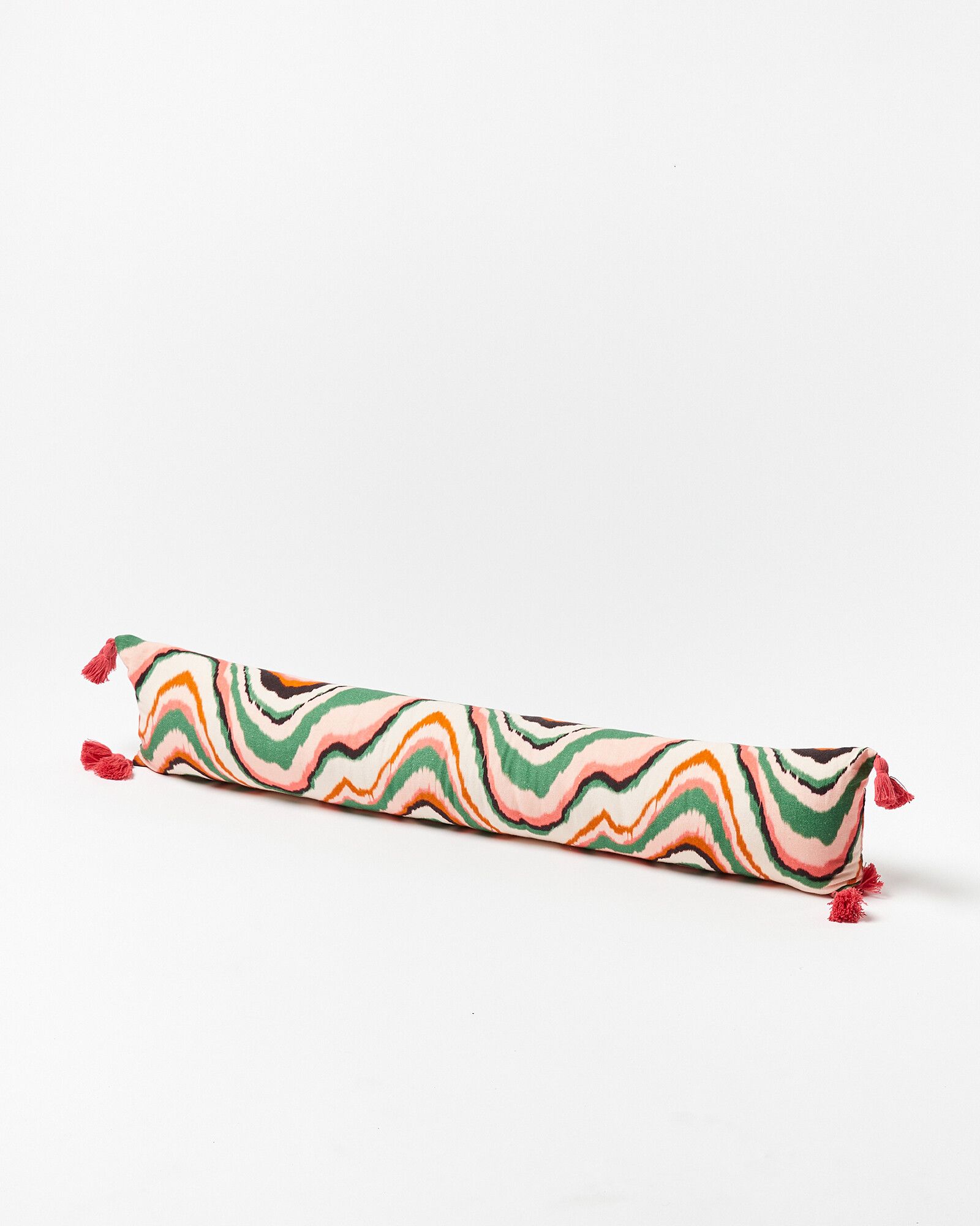 Abstract Green Fabric Draught Excluder Cushion | Oliver Bonas