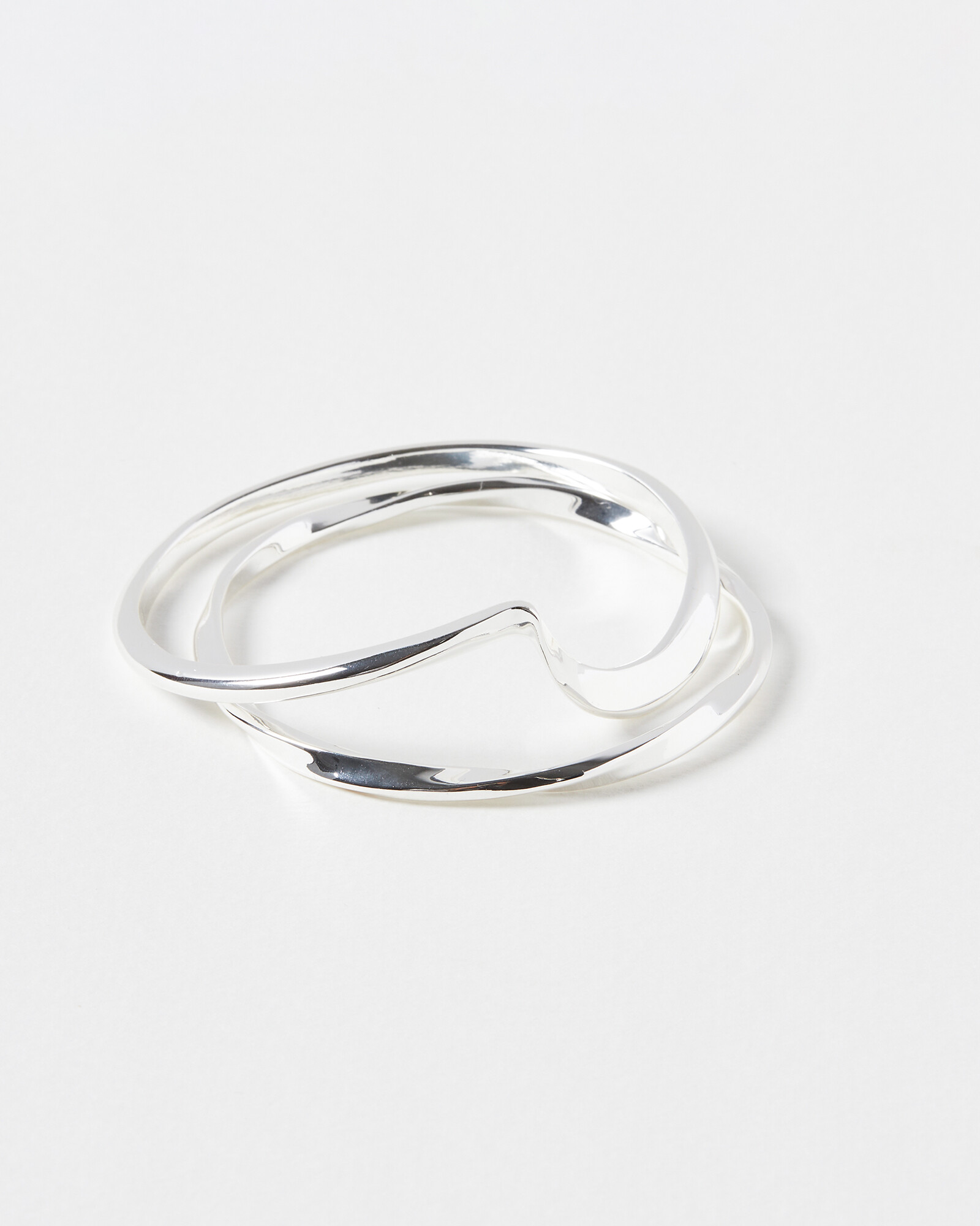 Renata Twisted Silver Tone Bangles Set of Two