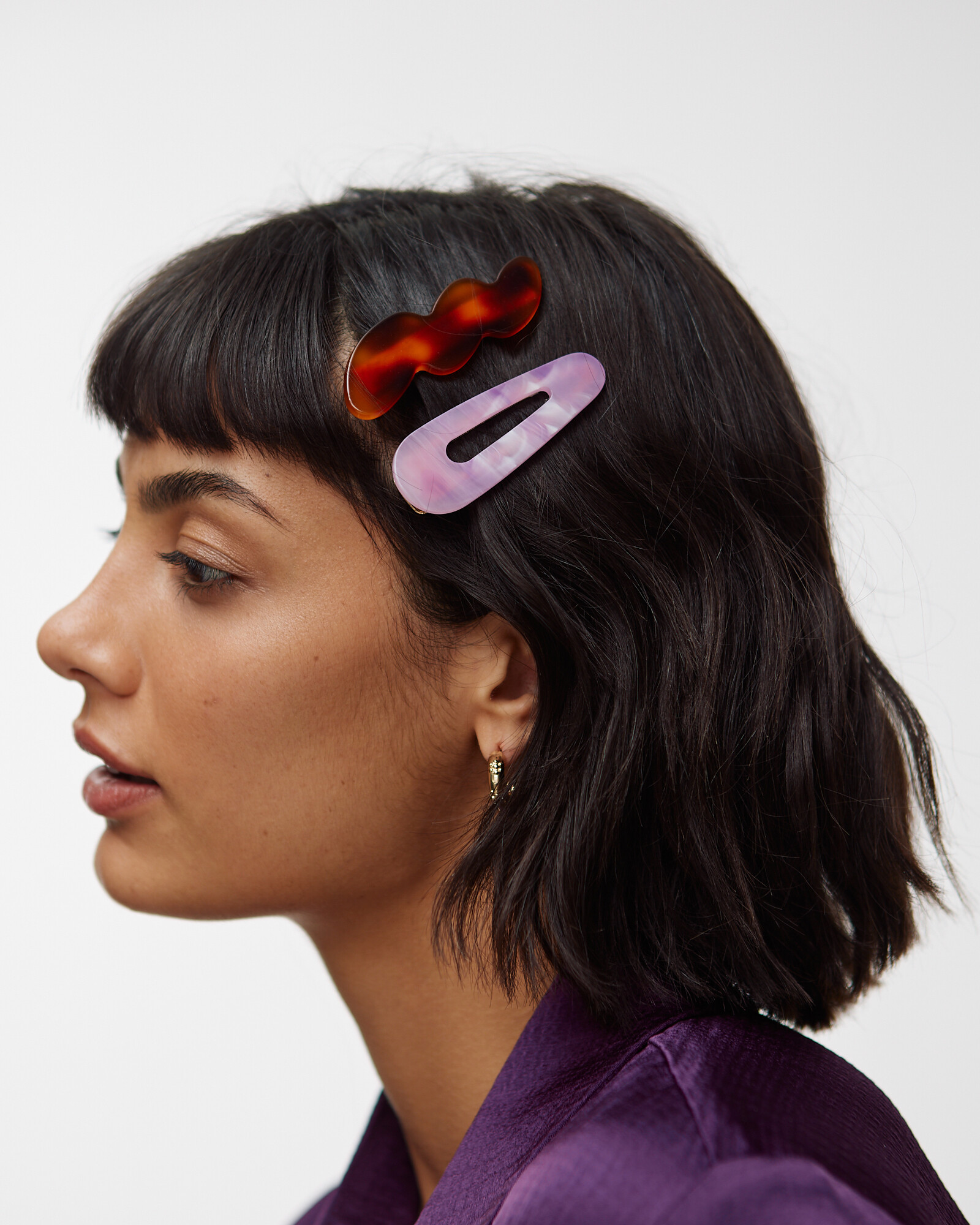 Crystal Mismatch Wave Hair Clips Pack of Two Oliver Bonas