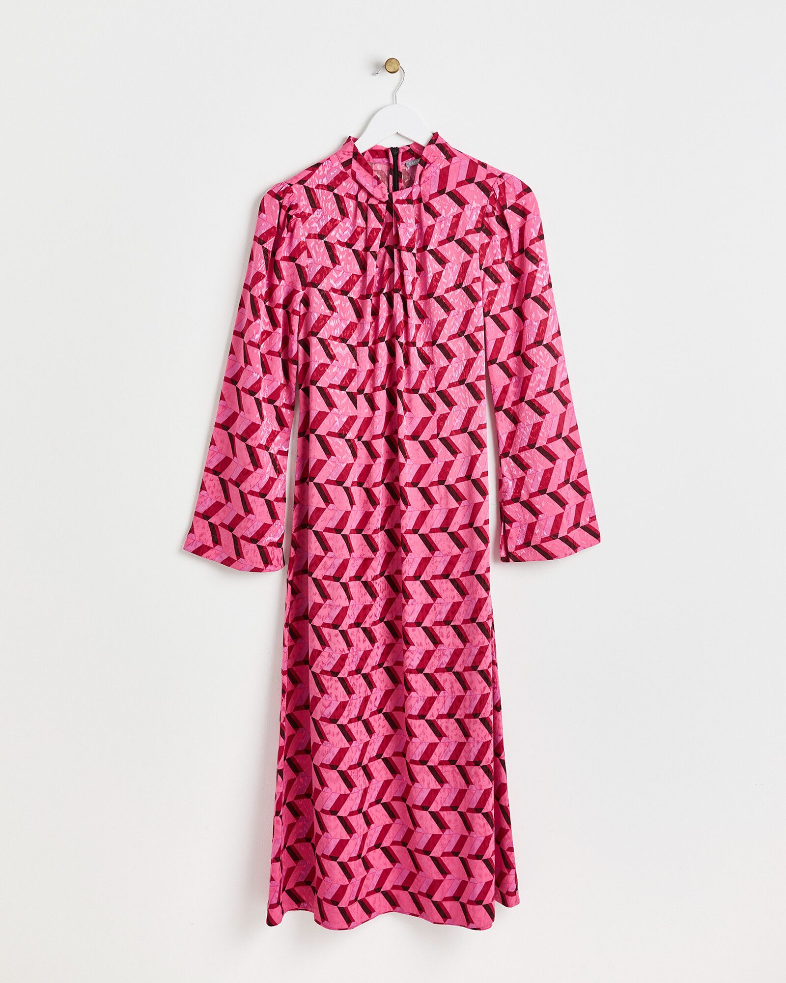 Geometric Knot Front Pink Midi Dress | Oliver Bonas