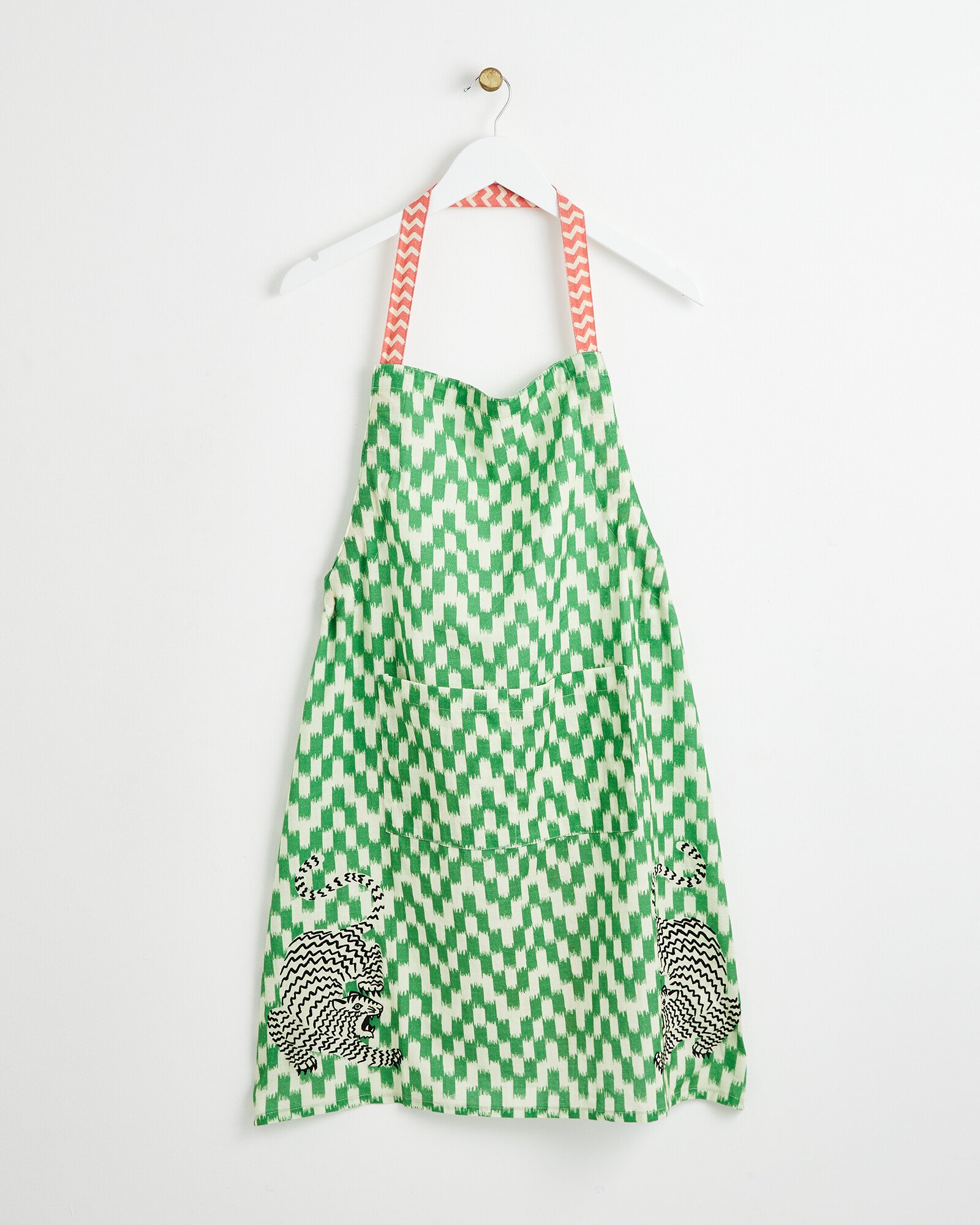 Amur Green Cotton Apron Oliver Bonas
