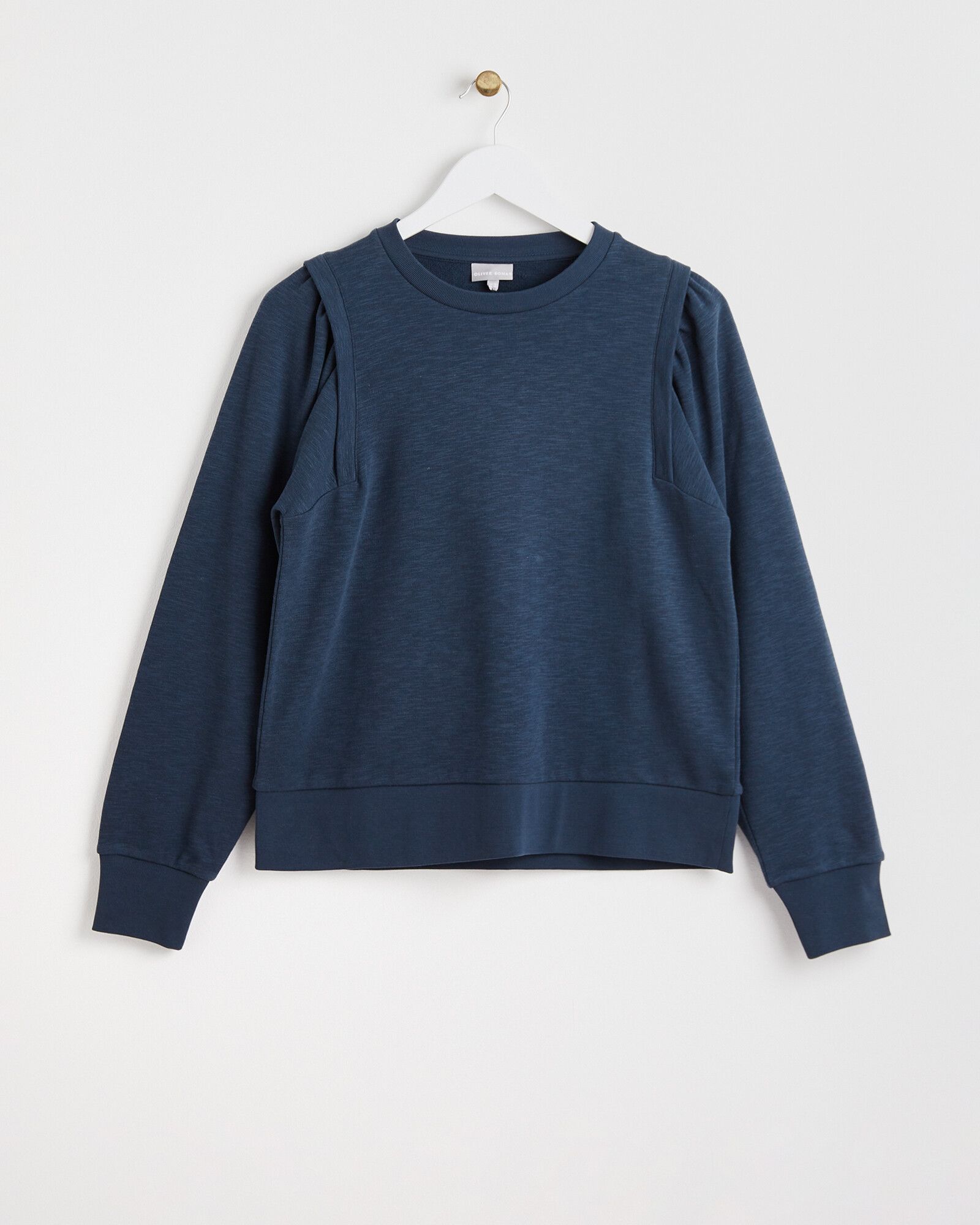 Gathered Shoulder Blue Sweatshirt | Oliver Bonas