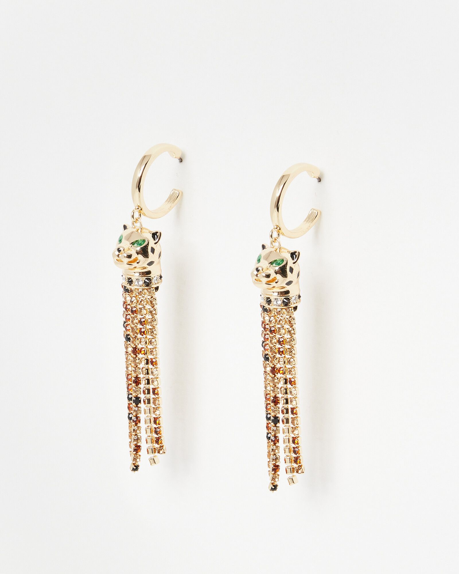 Adrienne Cheetah & Tassel Drop Hoop Earrings | Oliver Bonas