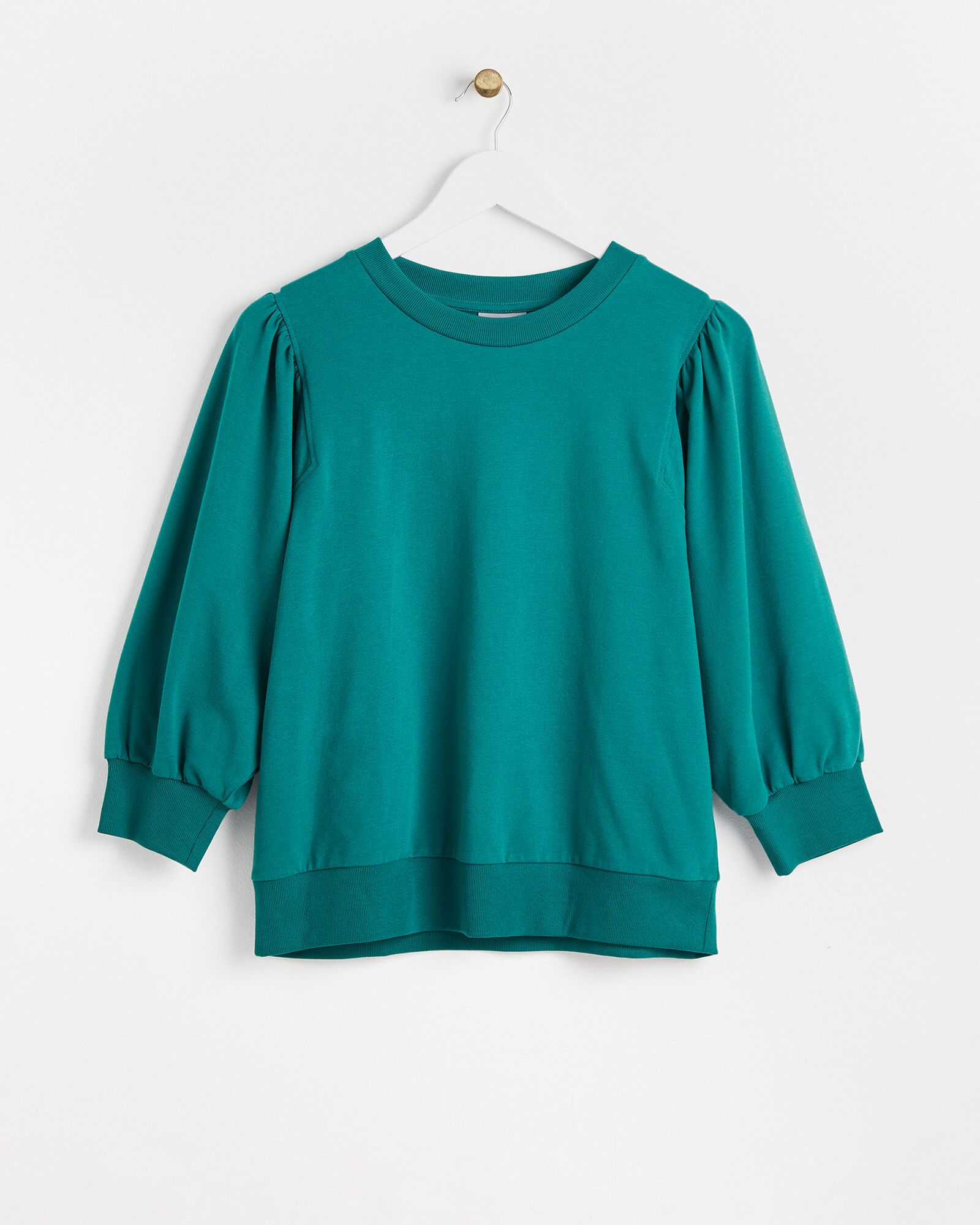 Volume Sleeve Green Sweatshirt | Oliver Bonas