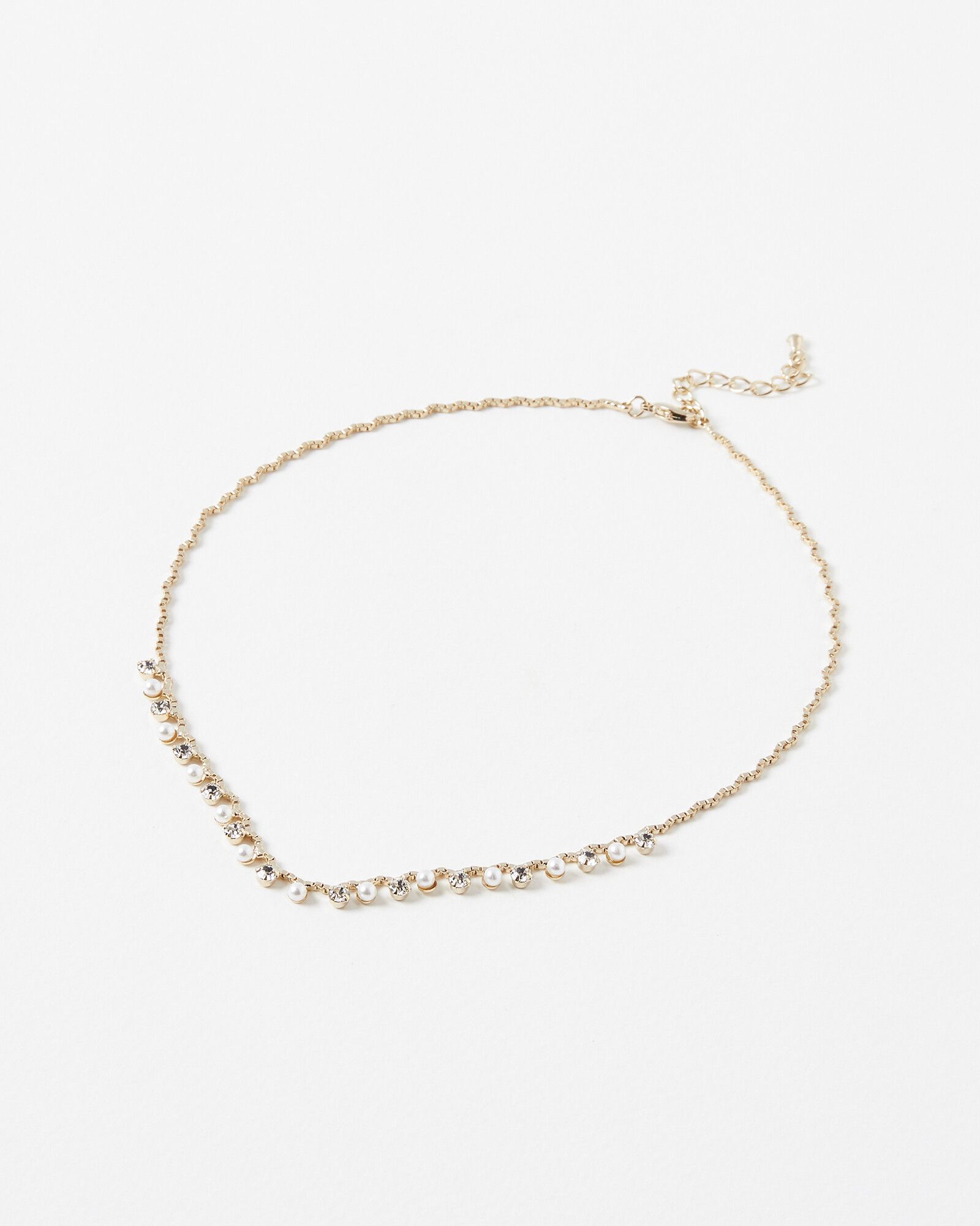 Gracie Faux Pearl & Stone Charm Short Necklace | Oliver Bonas