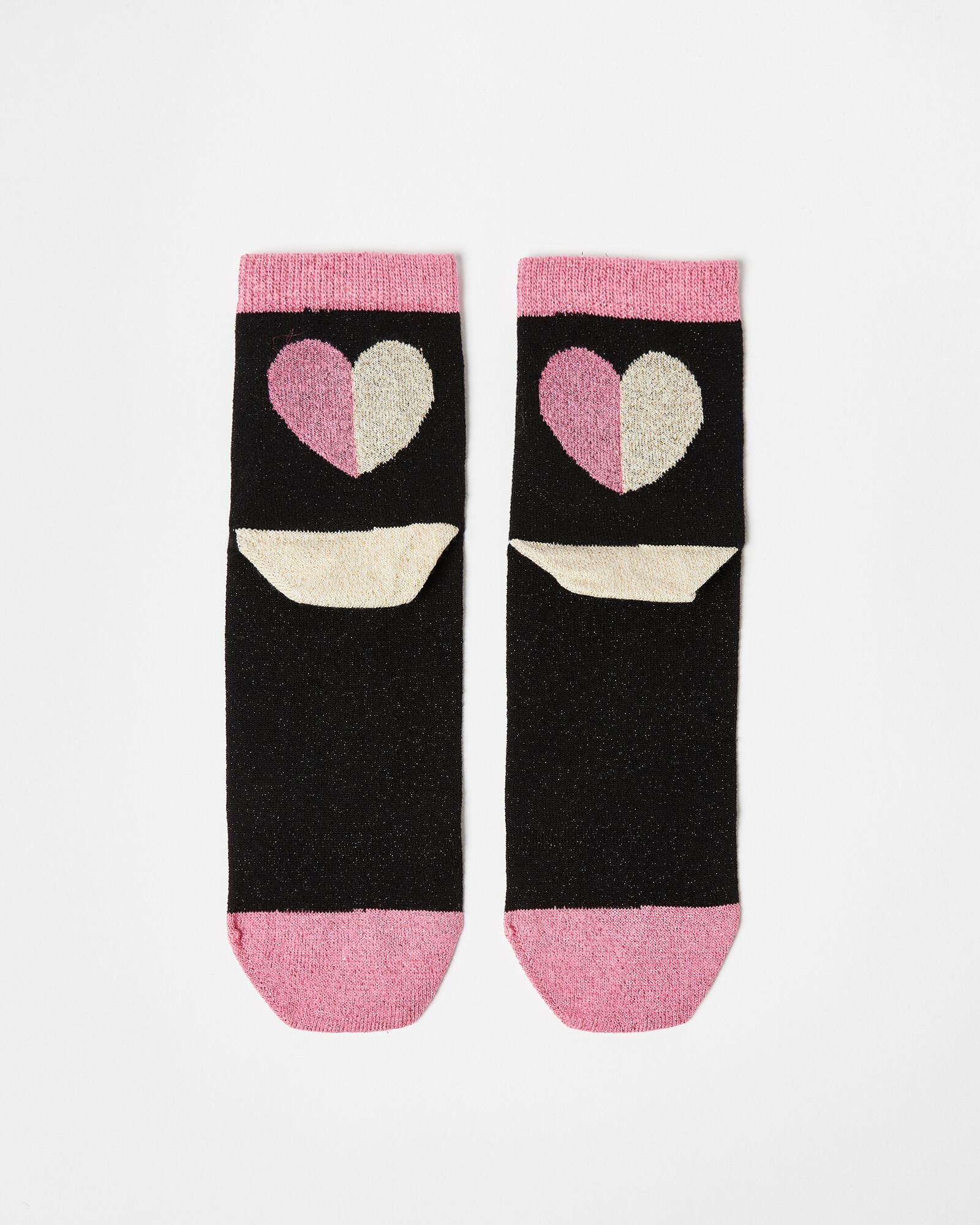 Black Glitter Heart Ankle Socks Oliver Bonas