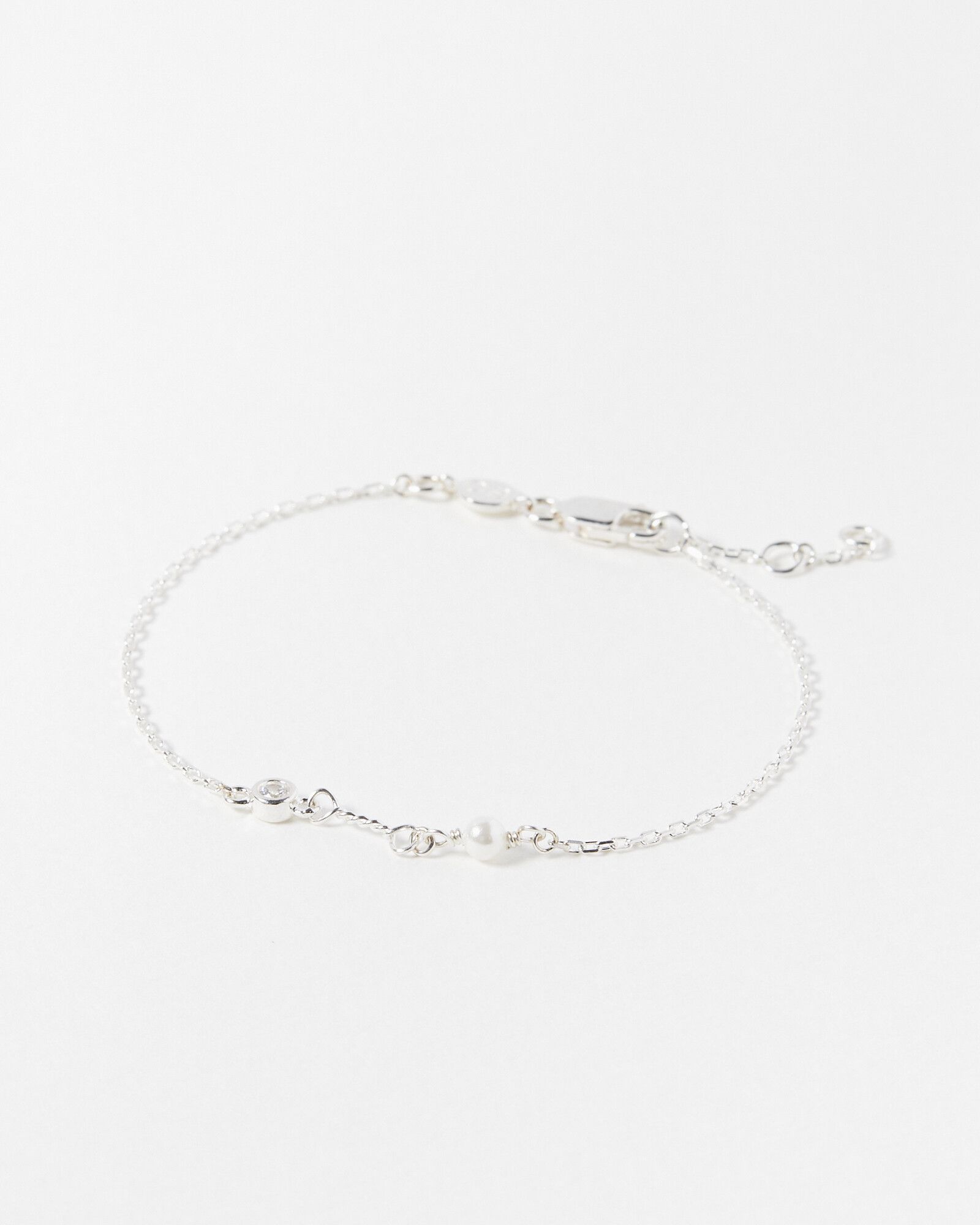 Rosaline Freshwater Pearl Silver Chain Bracelet | Oliver Bonas