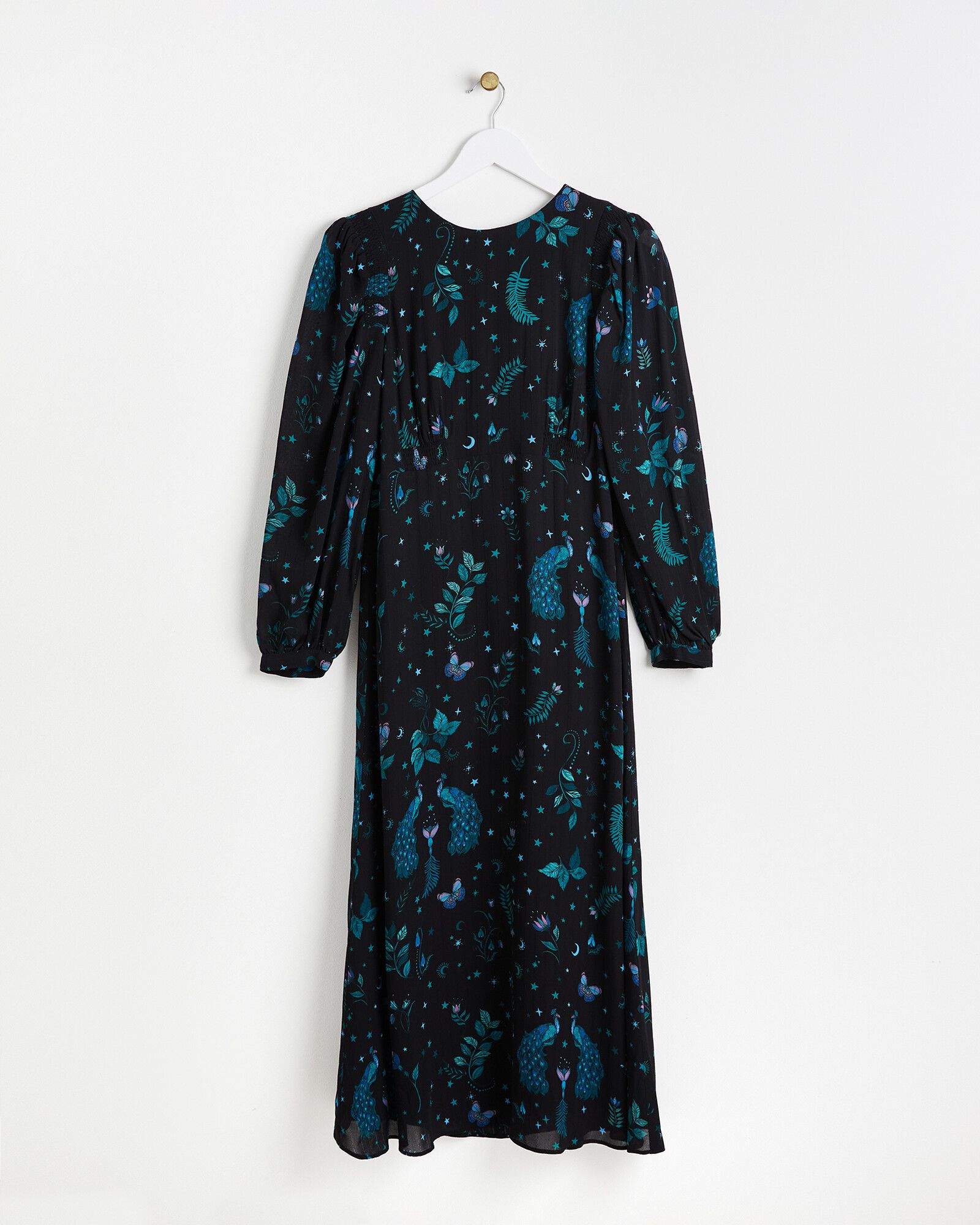 Enchanted Forest Print Black Midi Dress | Oliver Bonas
