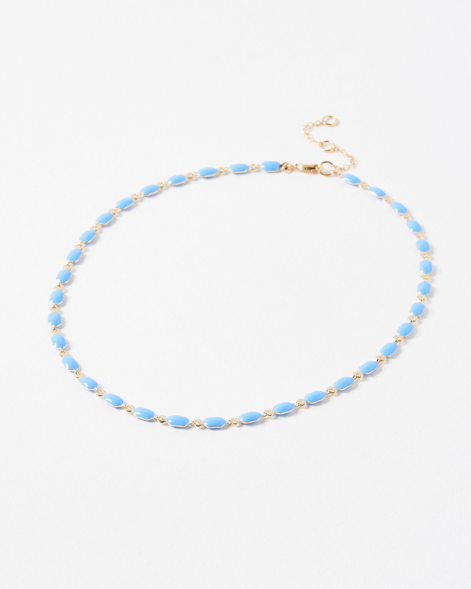 Matira Blue Enamel Chain Short Necklace | Oliver Bonas