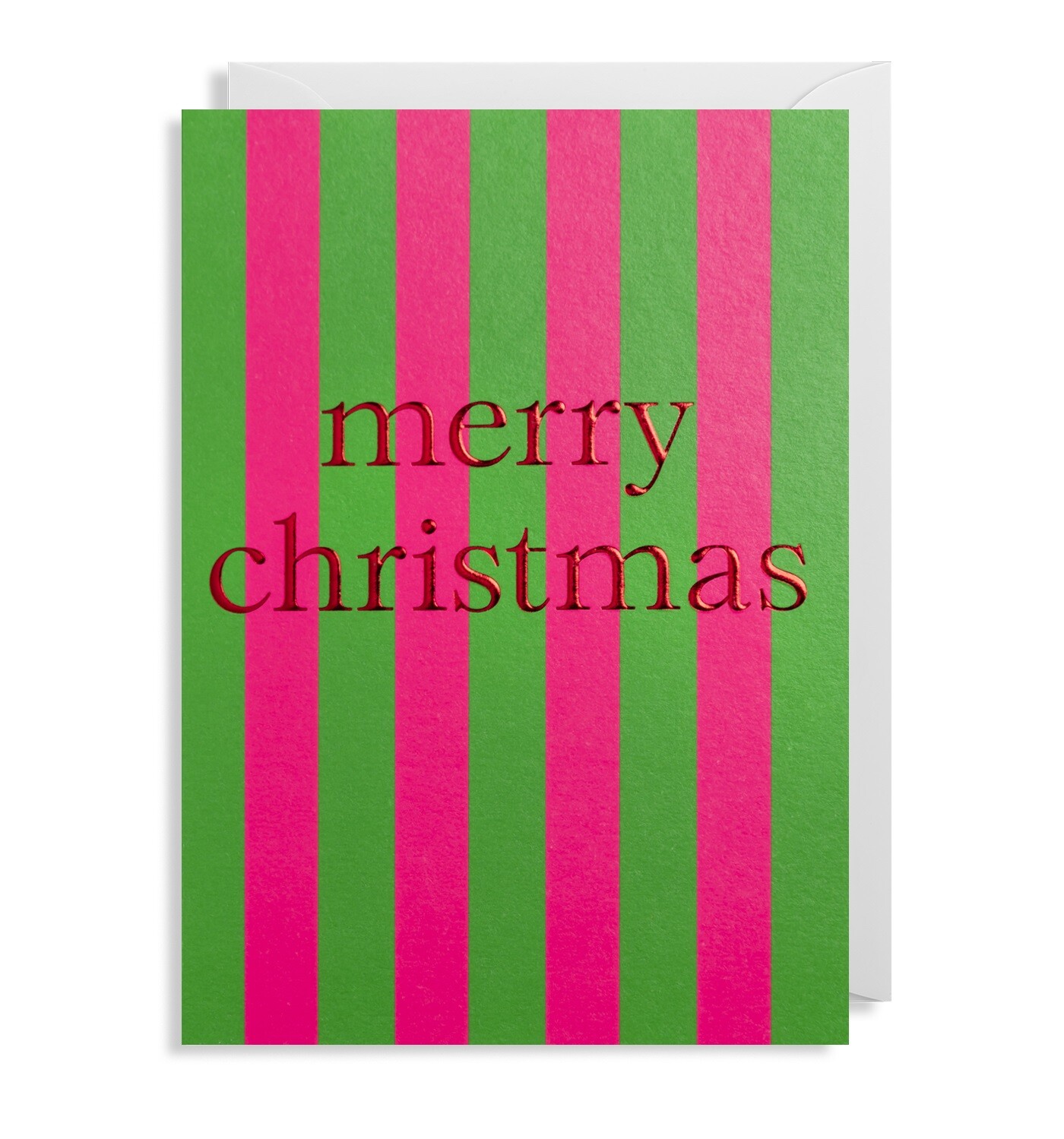 Merry Christmas Pink Stripe Christmas Card Oliver Bonas
