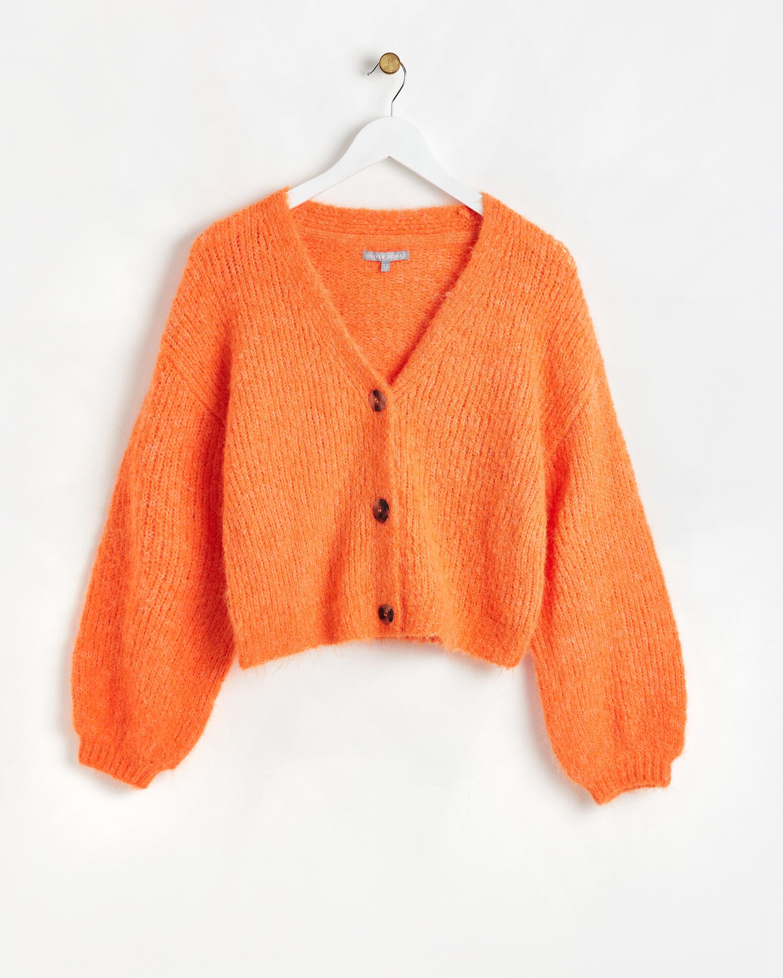 Fluffy Orange Knitted Cardigan | Oliver Bonas