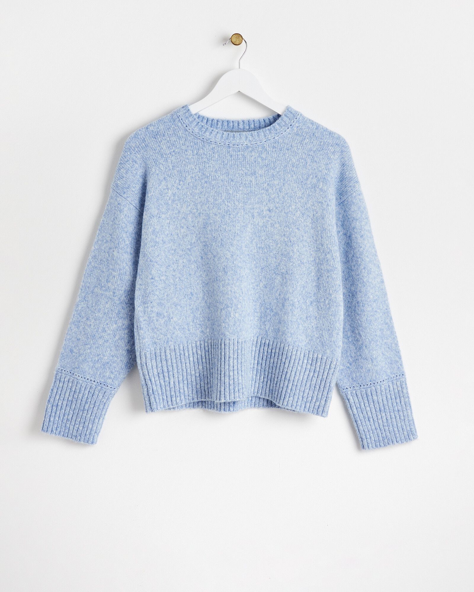 Ribbed Trim Blue Knitted Jumper | Oliver Bonas