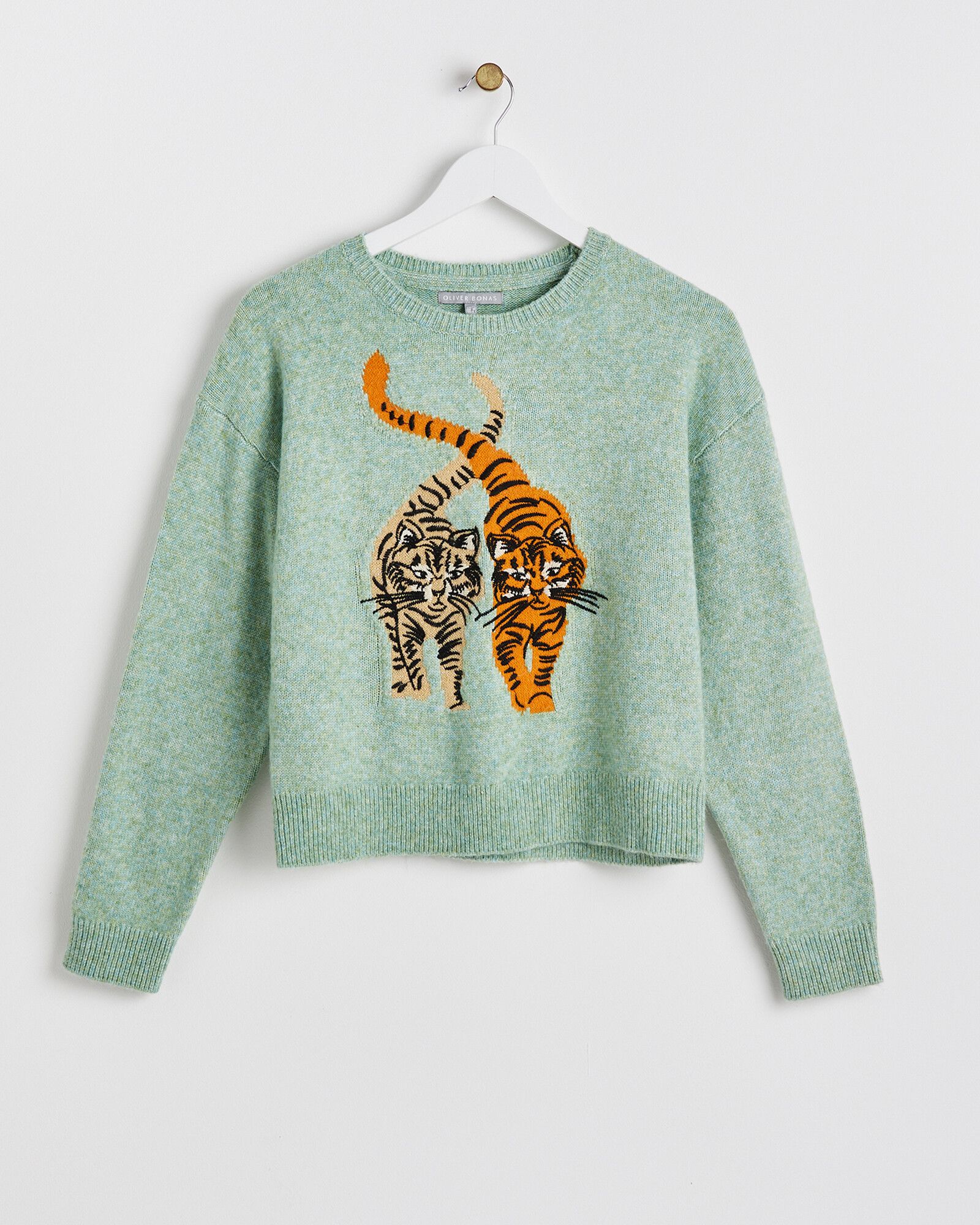 Green Tiger Stitch Knitted Jumper | Oliver Bonas