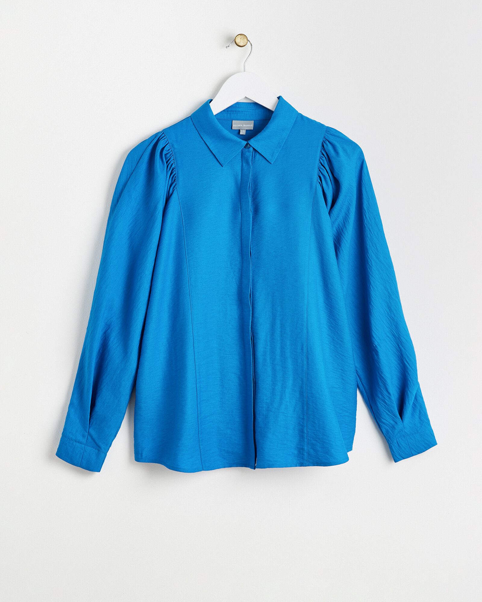 Textured Blue Pleated Shirt | Oliver Bonas