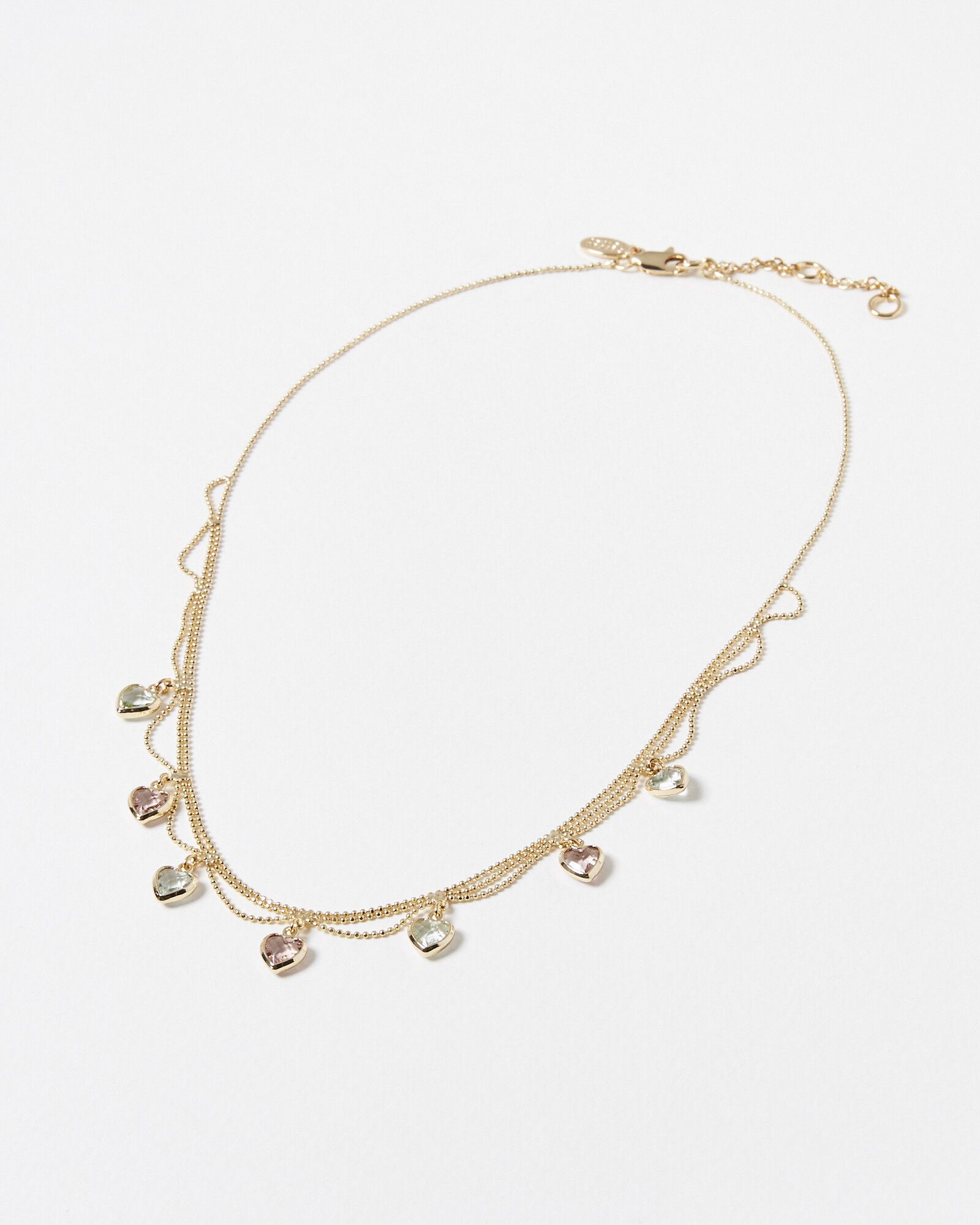 Valeria Glass Heart Charm Short Chain Necklace | Oliver Bonas