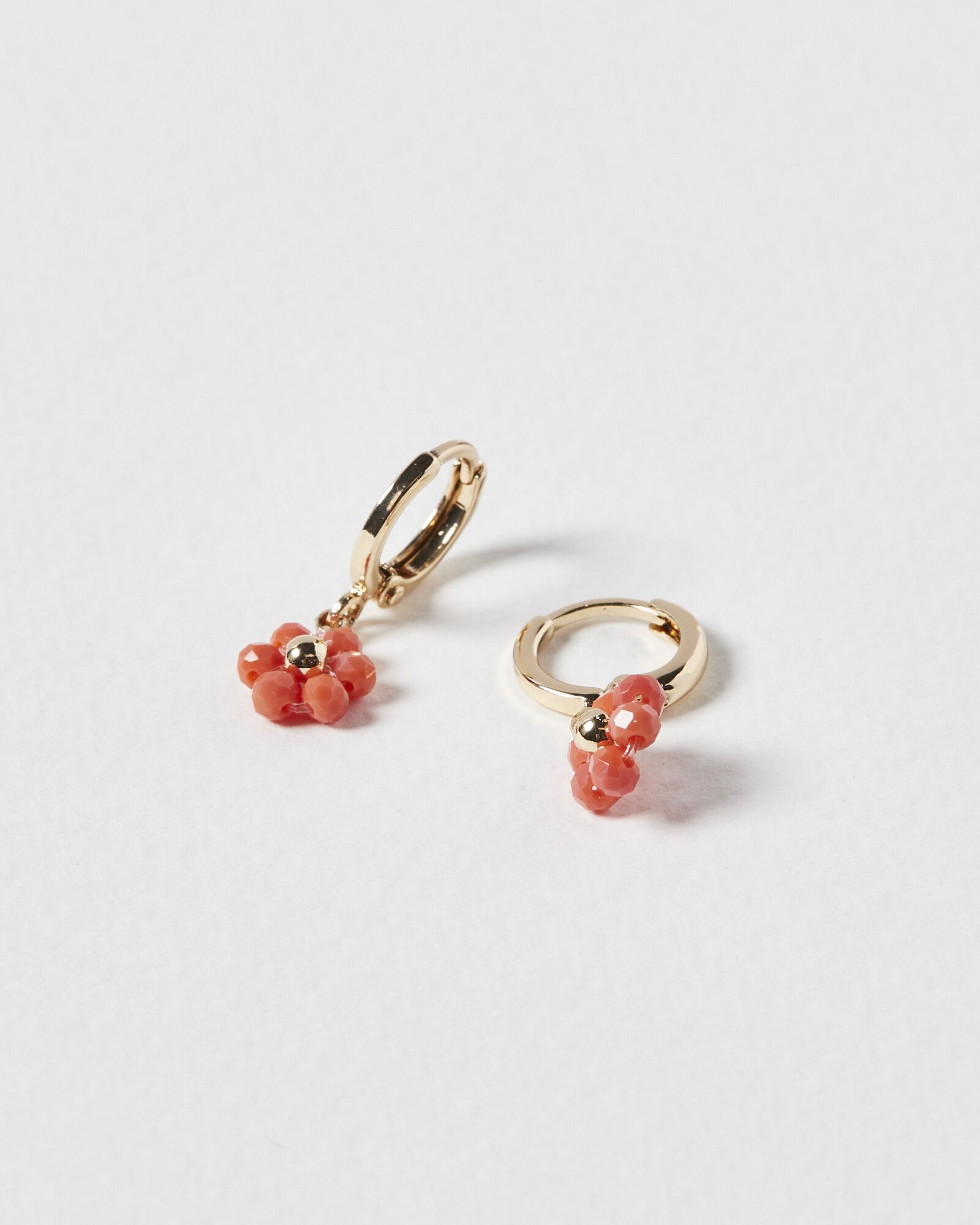 Rosa Orange Flower Hoop Drop Earrings | Oliver Bonas
