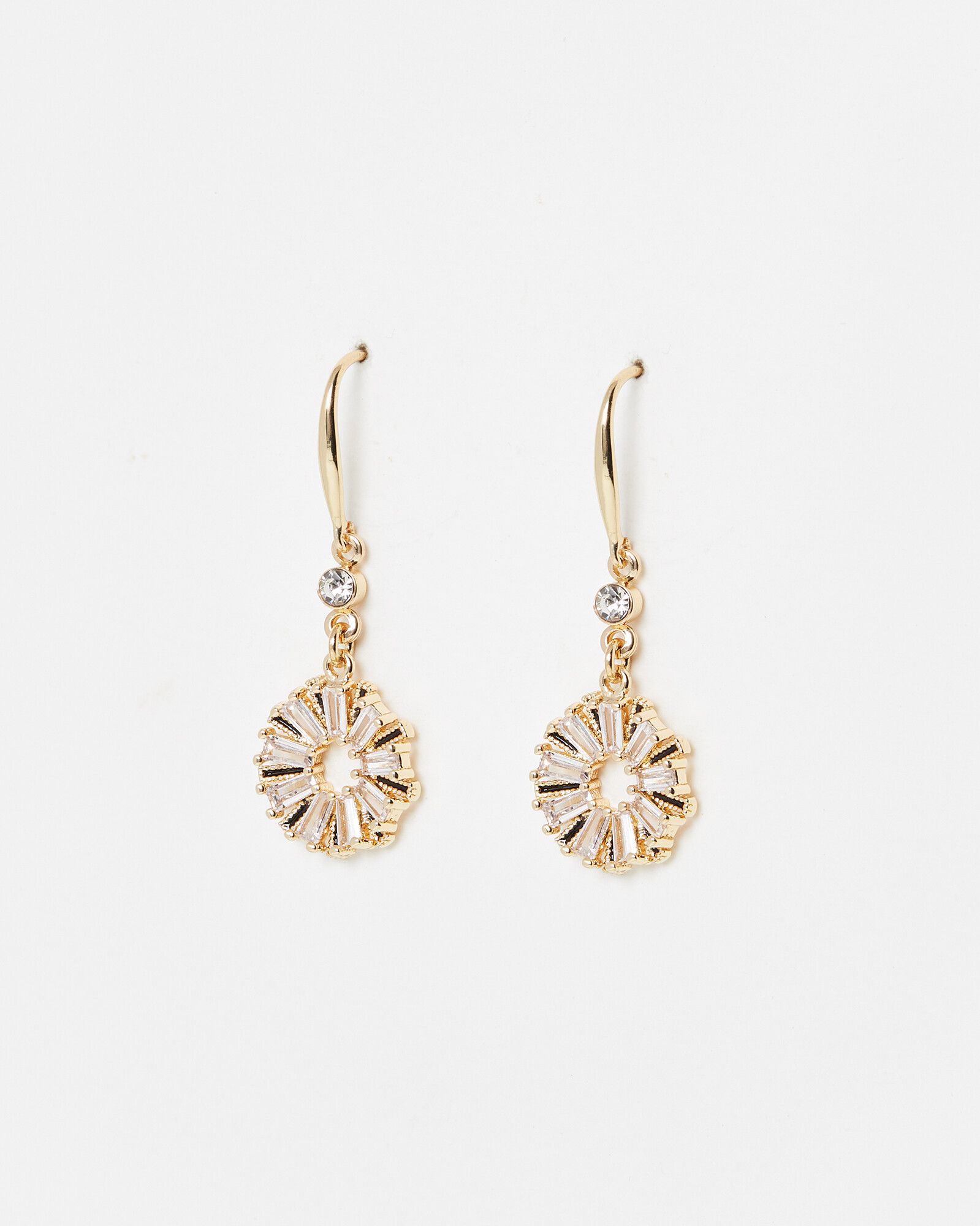 Ariadne Circular Black & Gold Hook Drop Earrings | Oliver Bonas