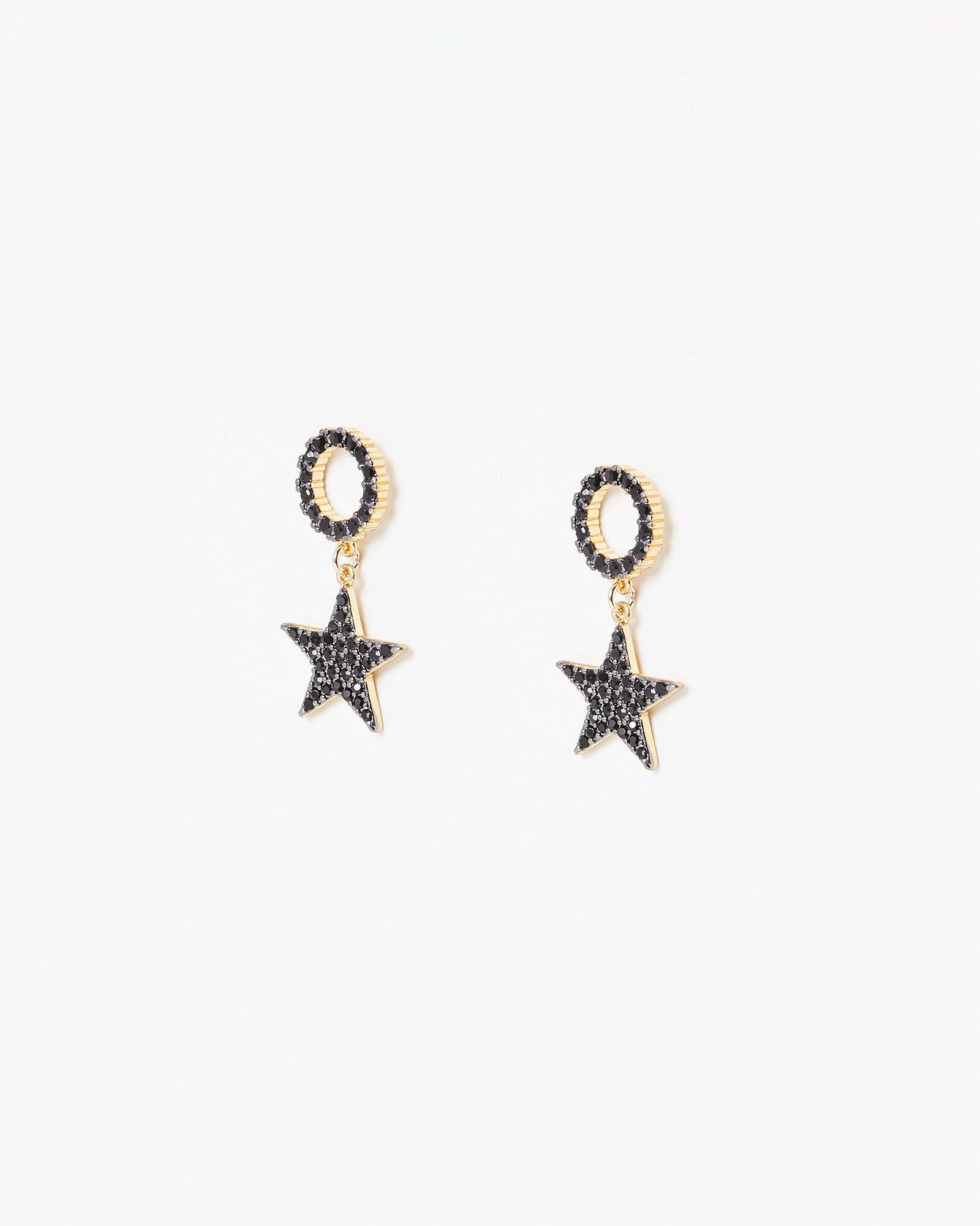 Star Diamond Dangle Earrings Dainty Drop Style 14K Gold 0.73 ct-I,I1  (I-J/I1-I2) – Glitz Design