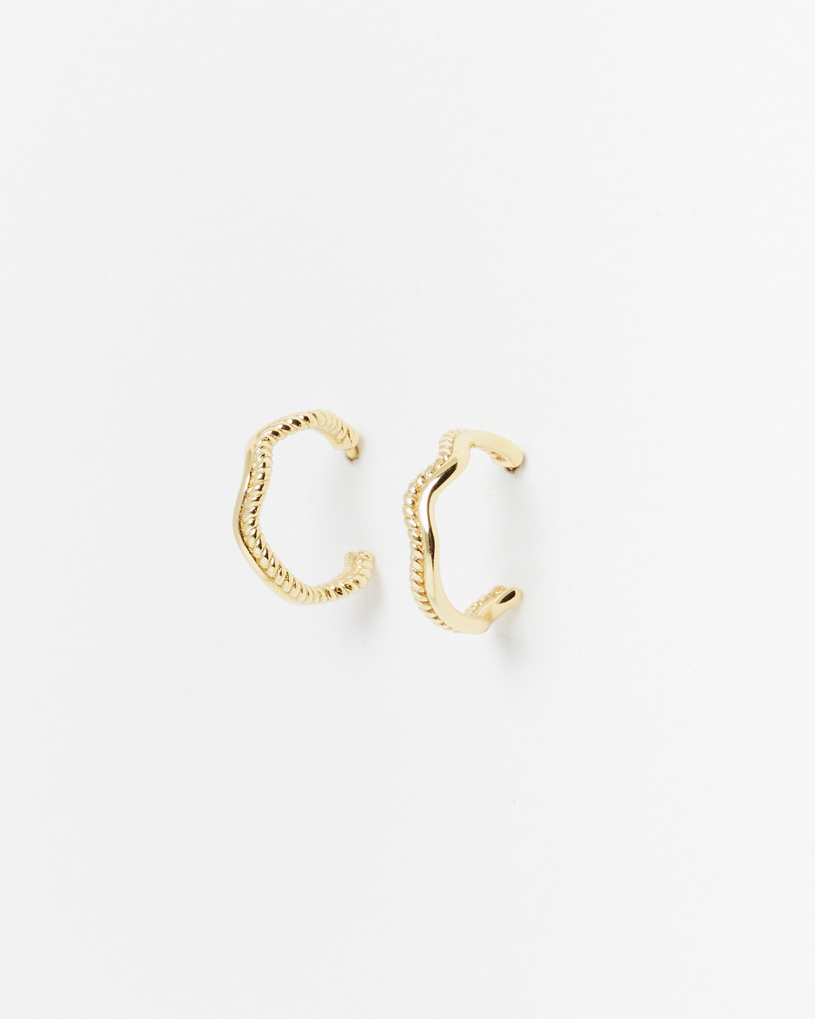 Tabitha Wavy Twisted Gold Plated Hoop Earrings Small