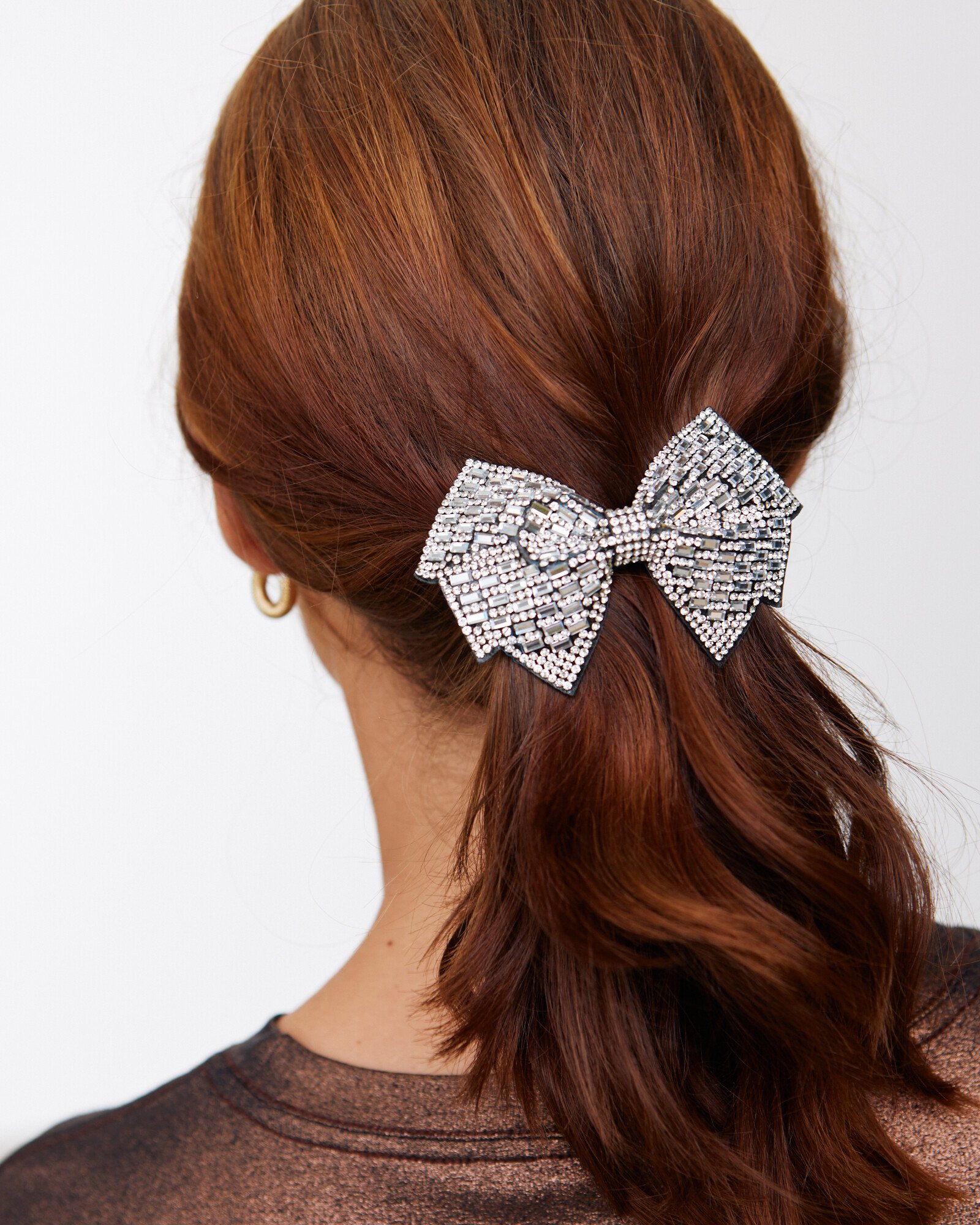 Darina Silver Stone Bow Hair Clip Oliver Bonas