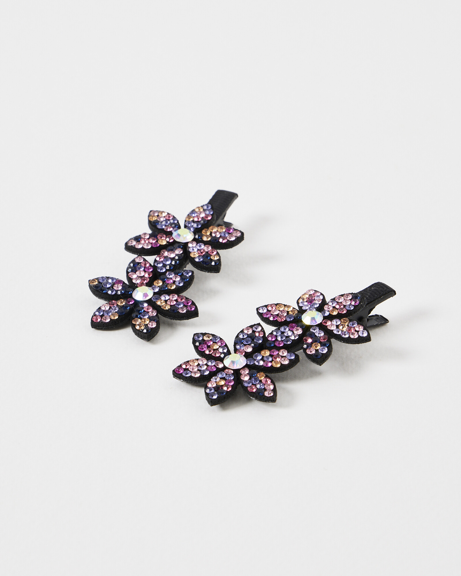 Nara Sparkle Flower Pink Hair Clips Pack of Two Oliver Bonas