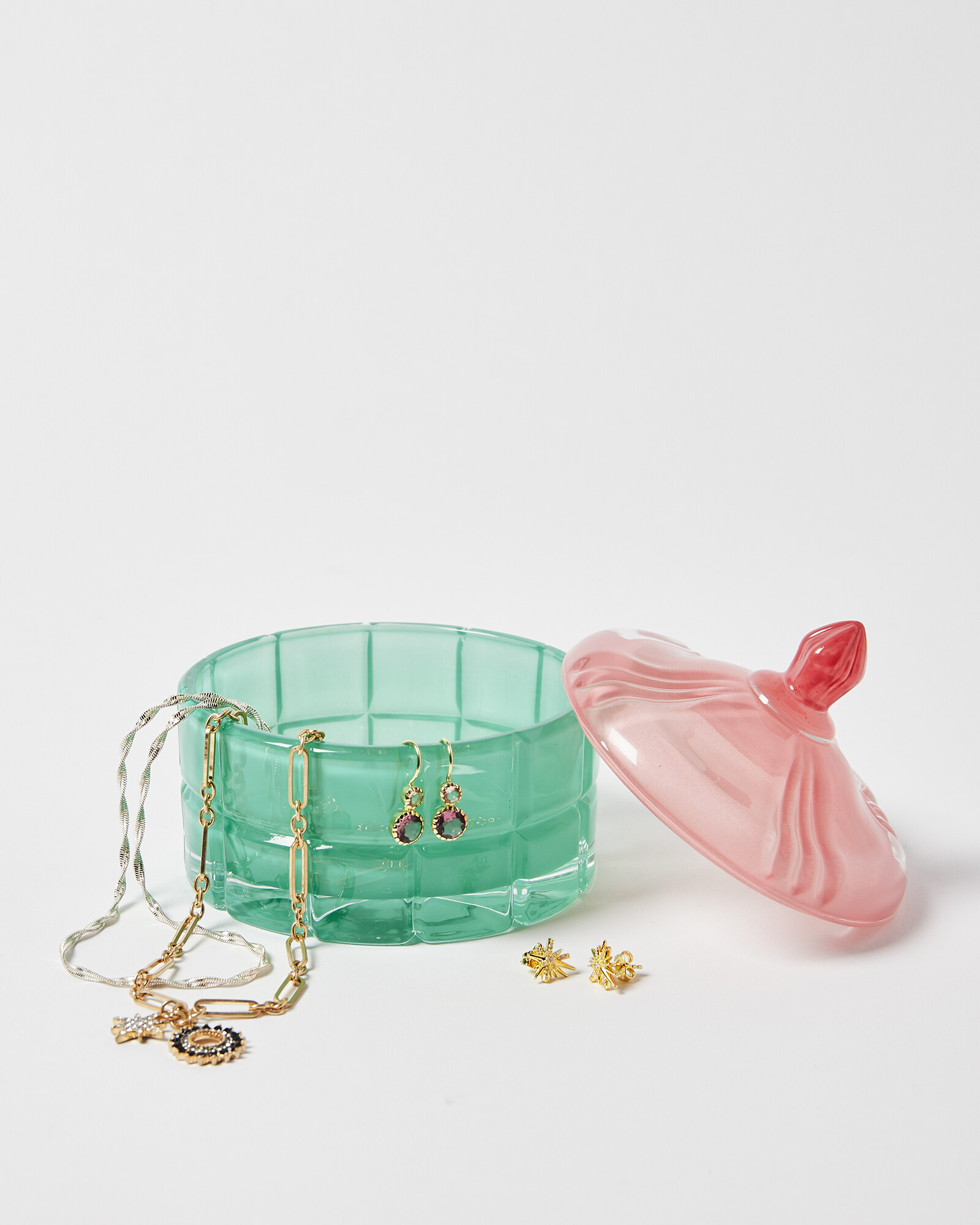 Cocos Green Glass Storage Pot Oliver Bonas