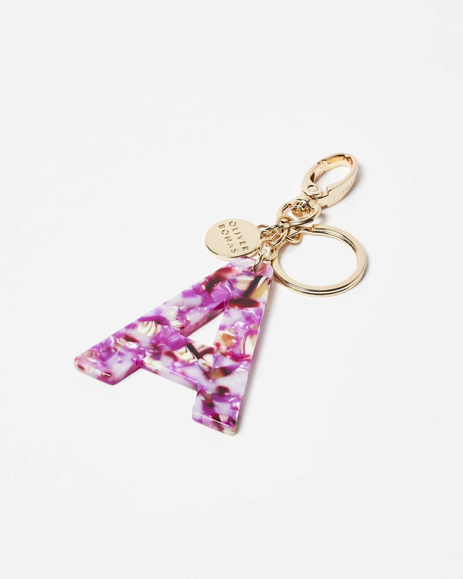 Alphabet Pink Faux Tortoiseshell Initial Keyring