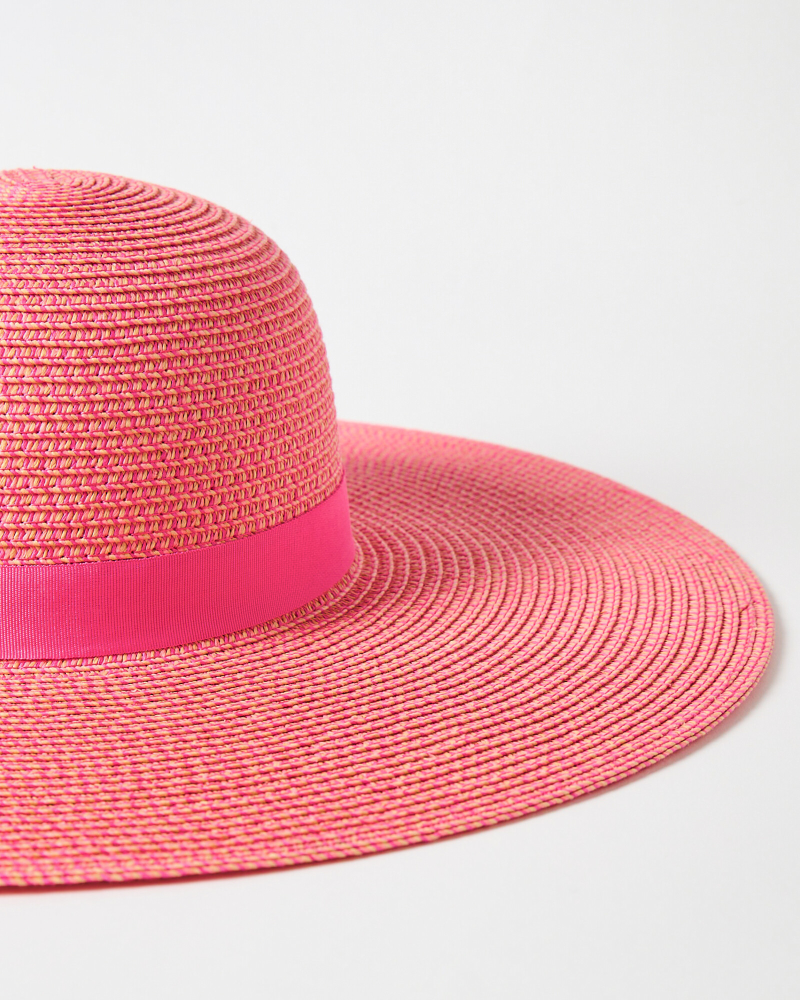 Nine West Large Floppy Tan Straw Hat with Pink Trim main image 1