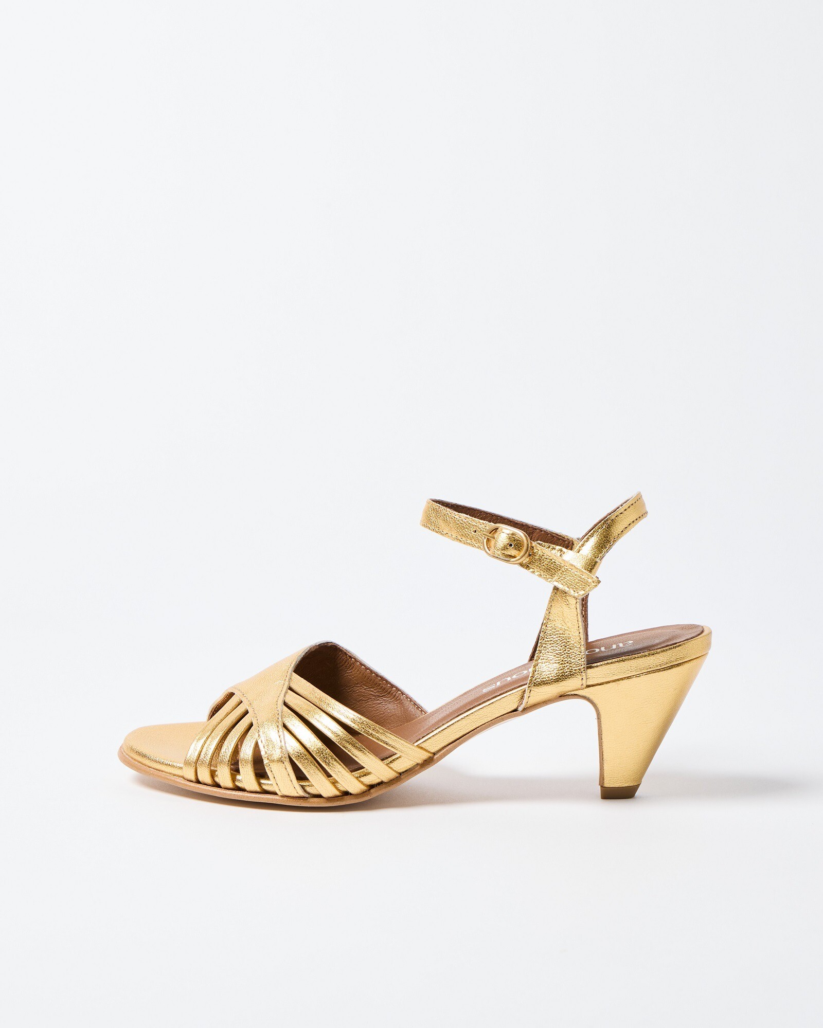 Anonymous Hermine Gold Leather Heeled Sandals