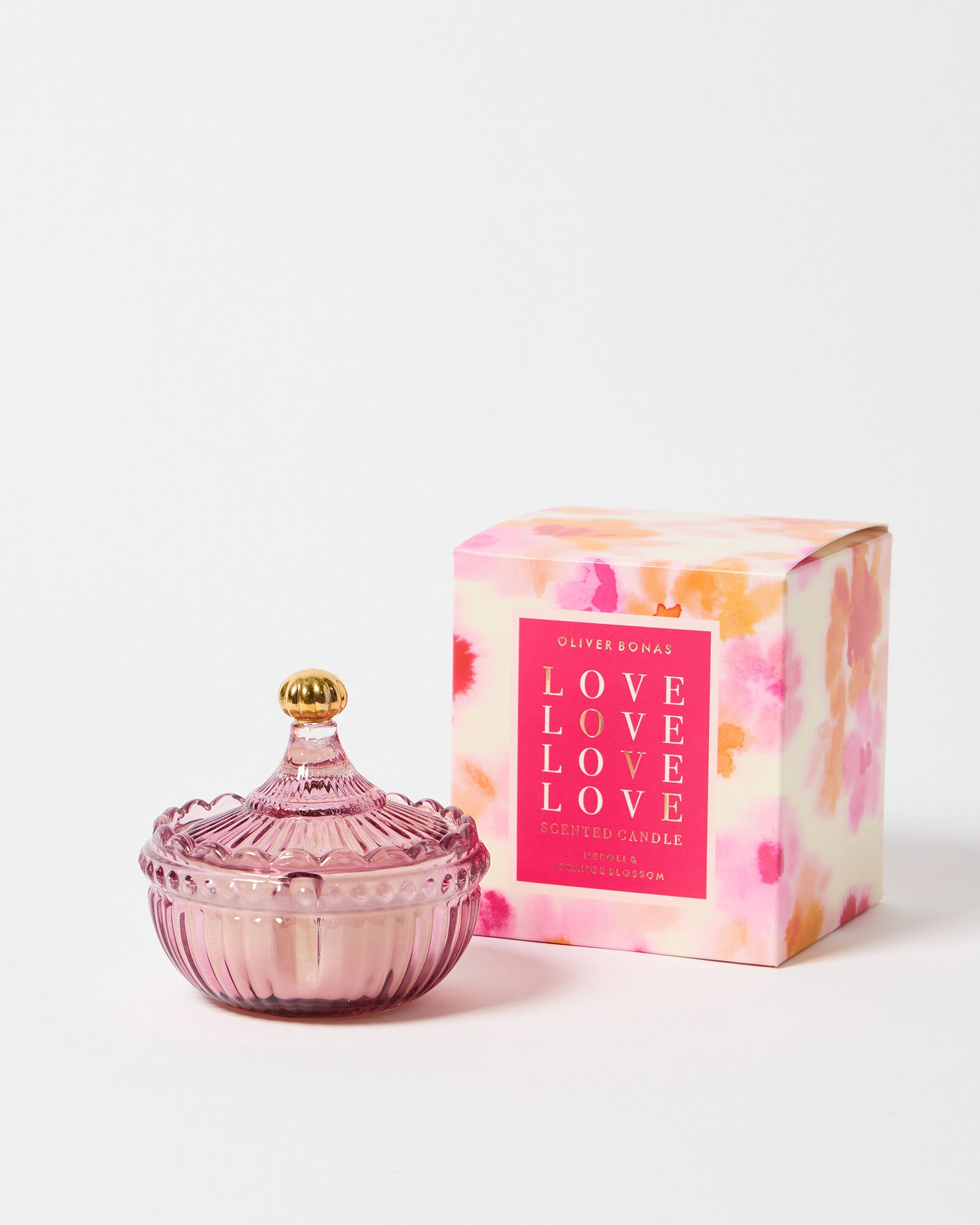Love Pink Glass Neroli & Orange Blossom Scented Candle