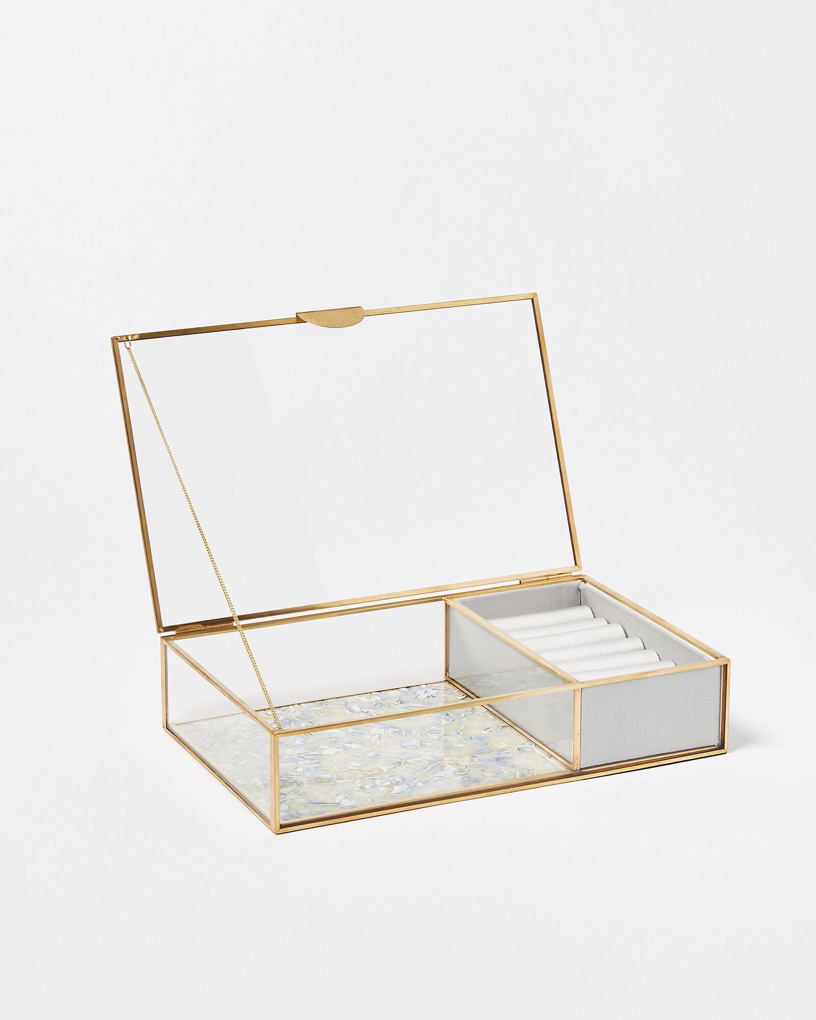 Gold & Glass Grey Resin Jewellery Box | Oliver Bonas