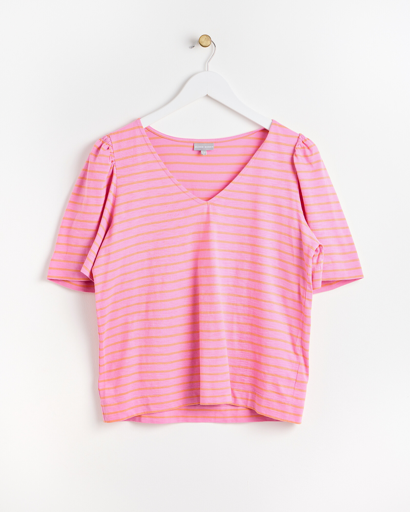 Pink and Orange Striped Shirt