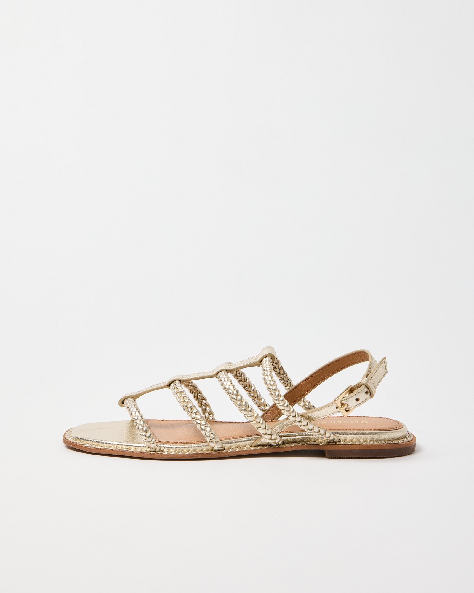 Plaited Gold Leather Gladiator Sandals