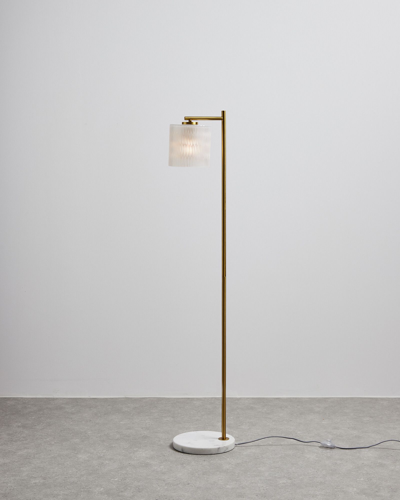 Lumi Gold Glass & Marble Floor Lamp | Oliver Bonas