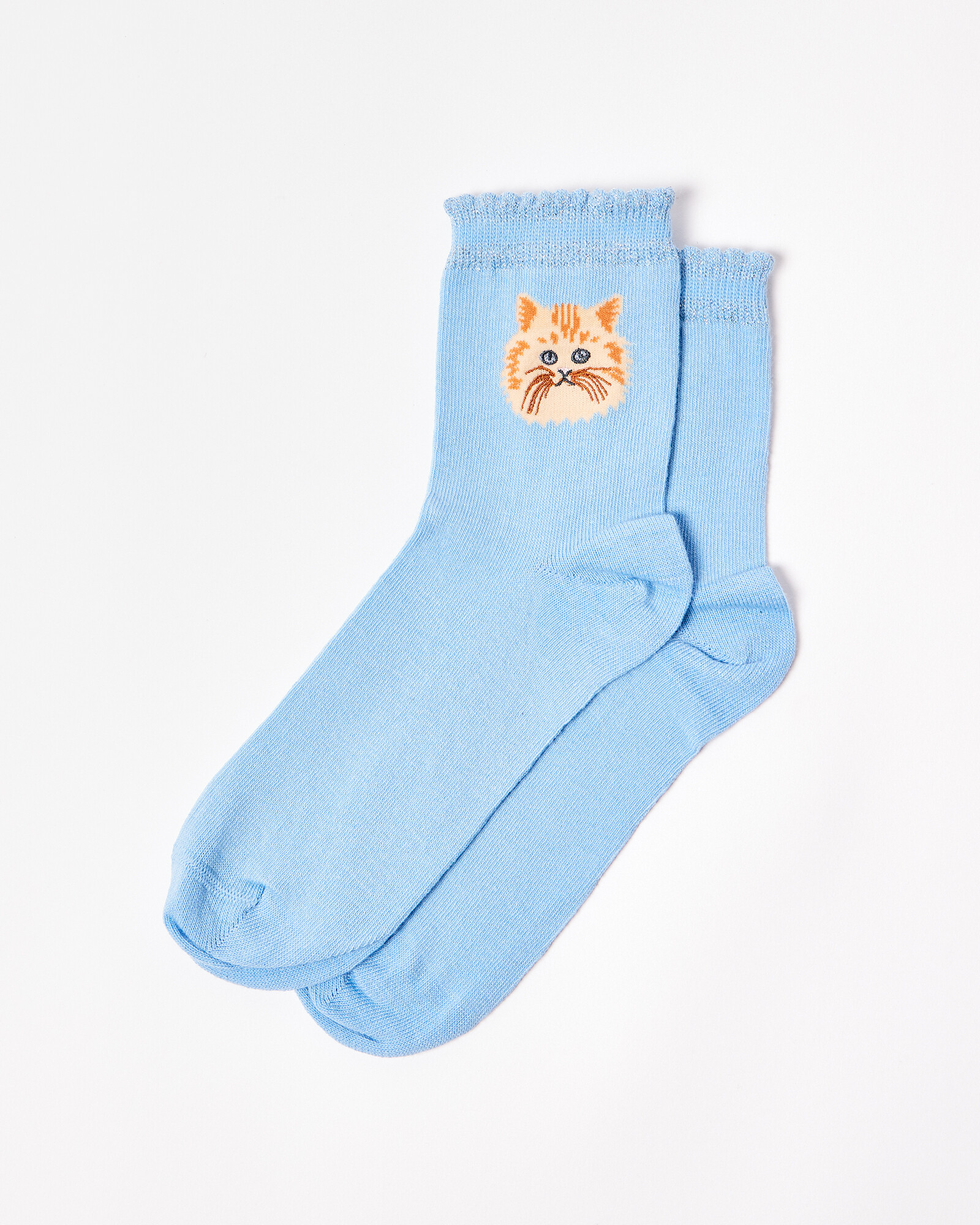 Blue & Silver Cat Ankle Socks Oliver Bonas