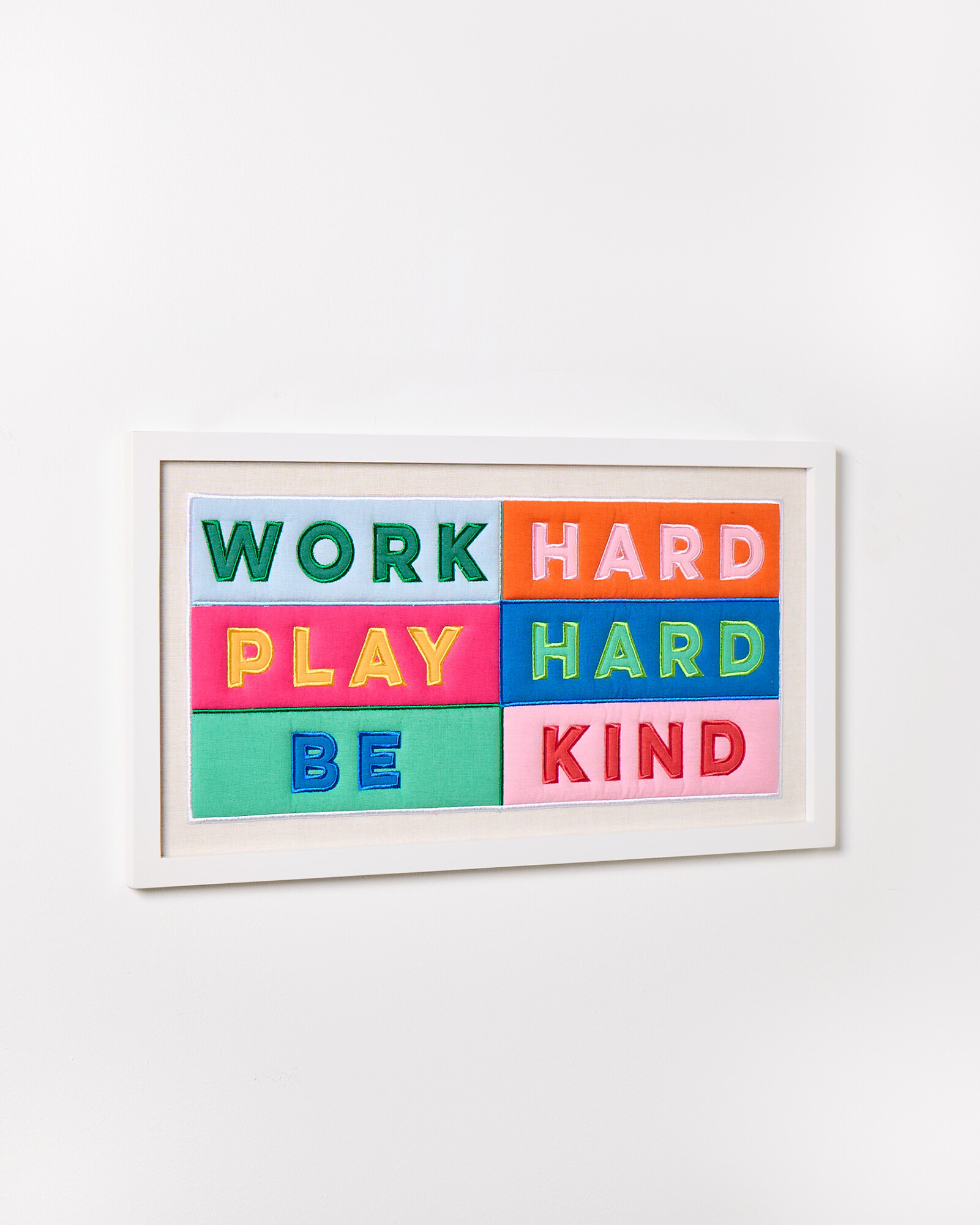 Work Hard Applique Fabric Framed Wall Decor