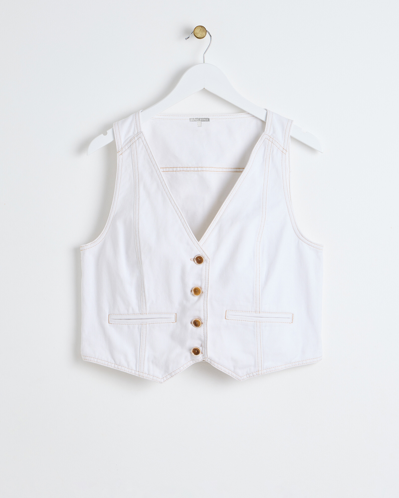 Old Entelier Vivian Waistcoat Ecru