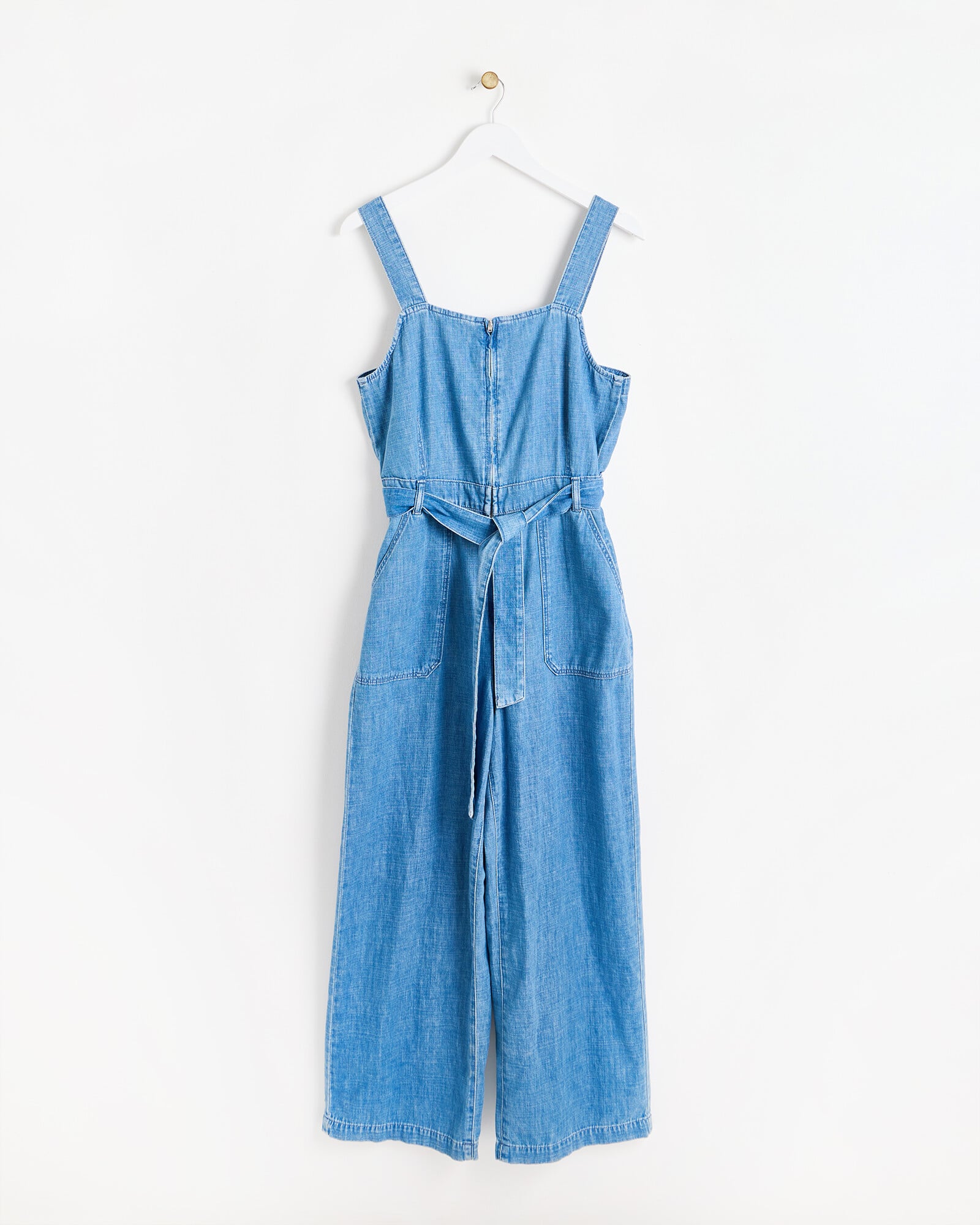 Chambray Blue Zip Through Jumpsuit | Oliver Bonas