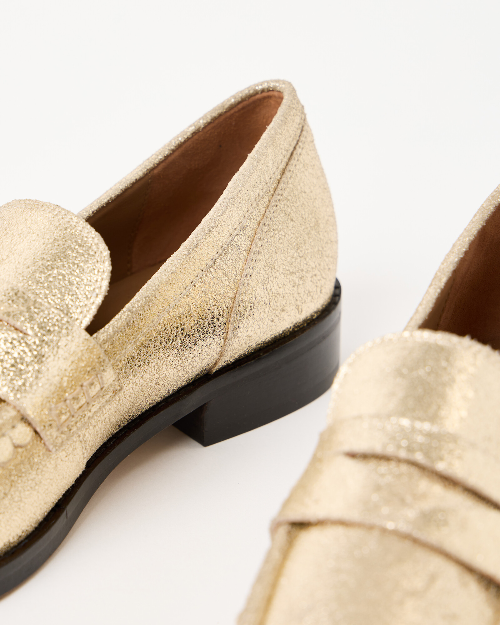 Gold Metallic Leather Slip On Loafers | Oliver Bonas