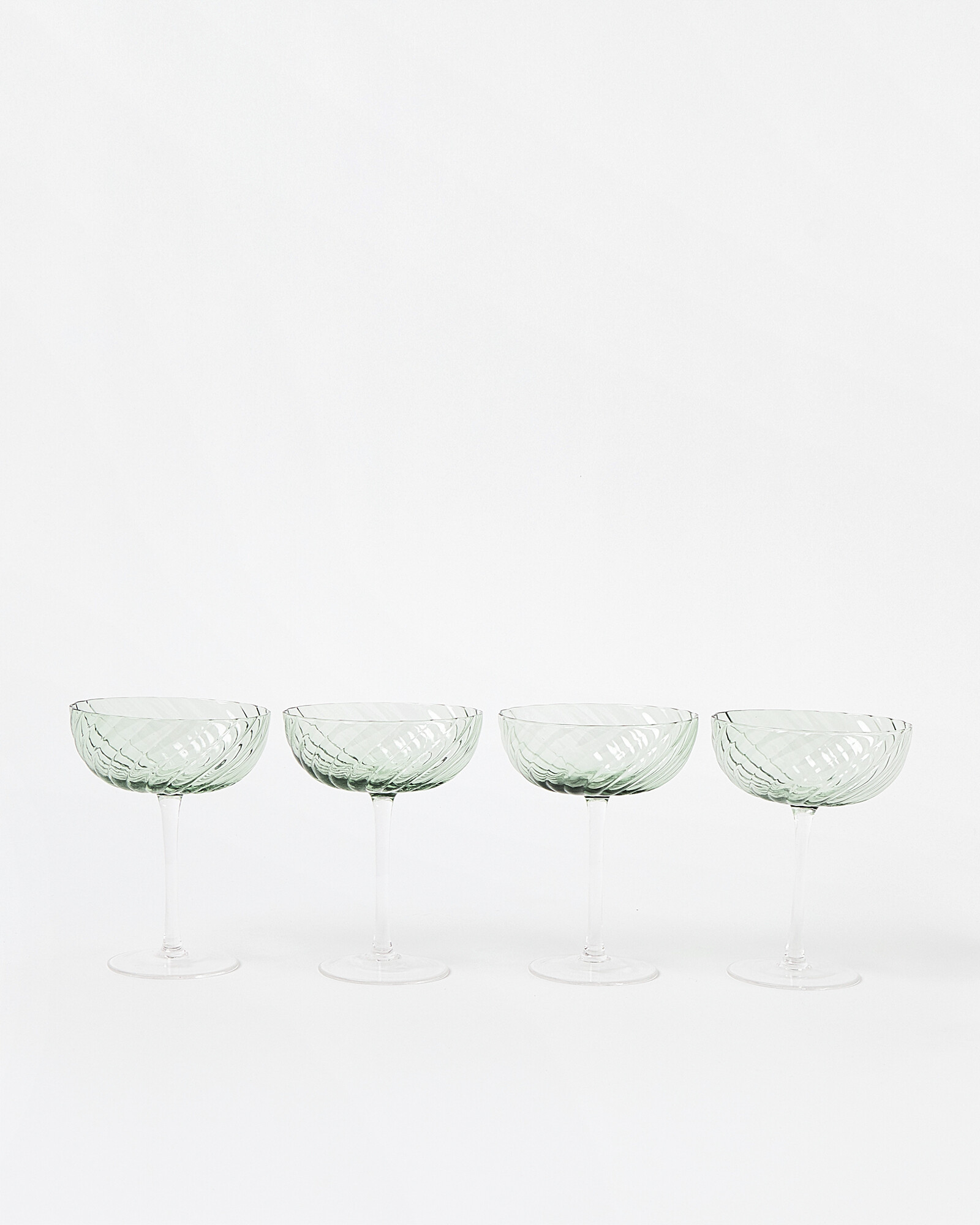 Elena Swirl Green Champagne Saucers Set of Four