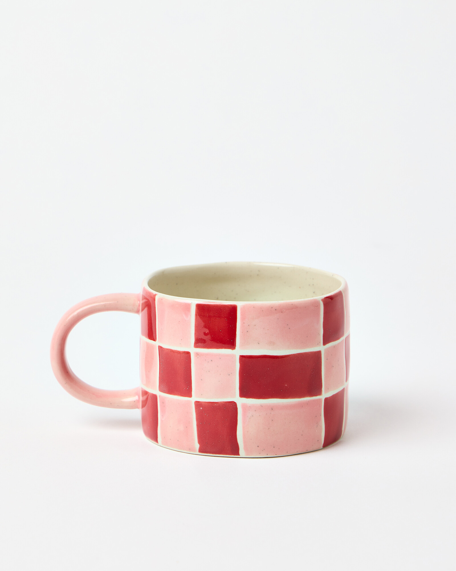 Chequerboard Pink Speckle Ceramic Mug