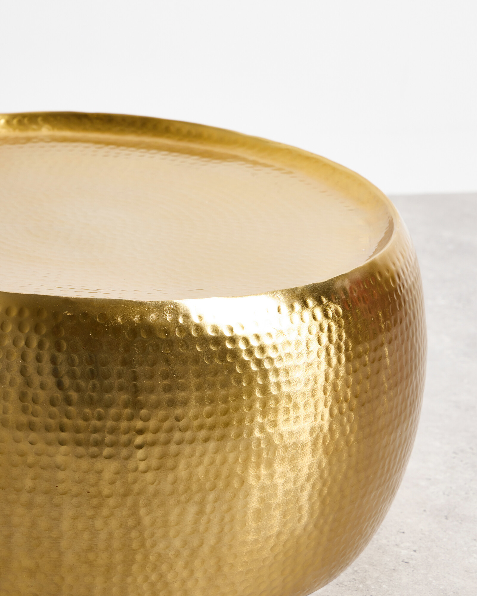 Zlato Gold Hammered Metal Round Coffee Table – Elegant Industrial Design