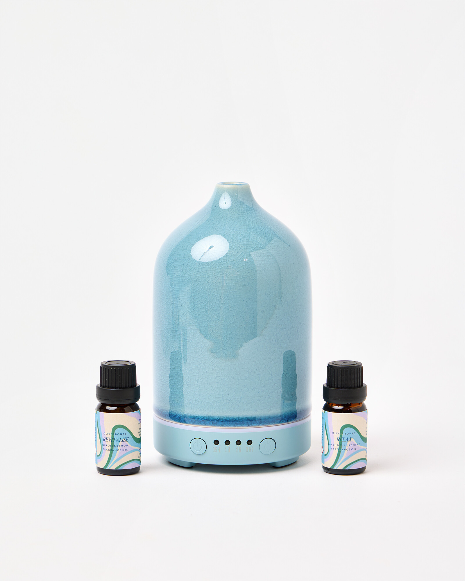 Unwind Blue Ceramic Electric Aroma Diffuser & Fragrance Oil Gift Set