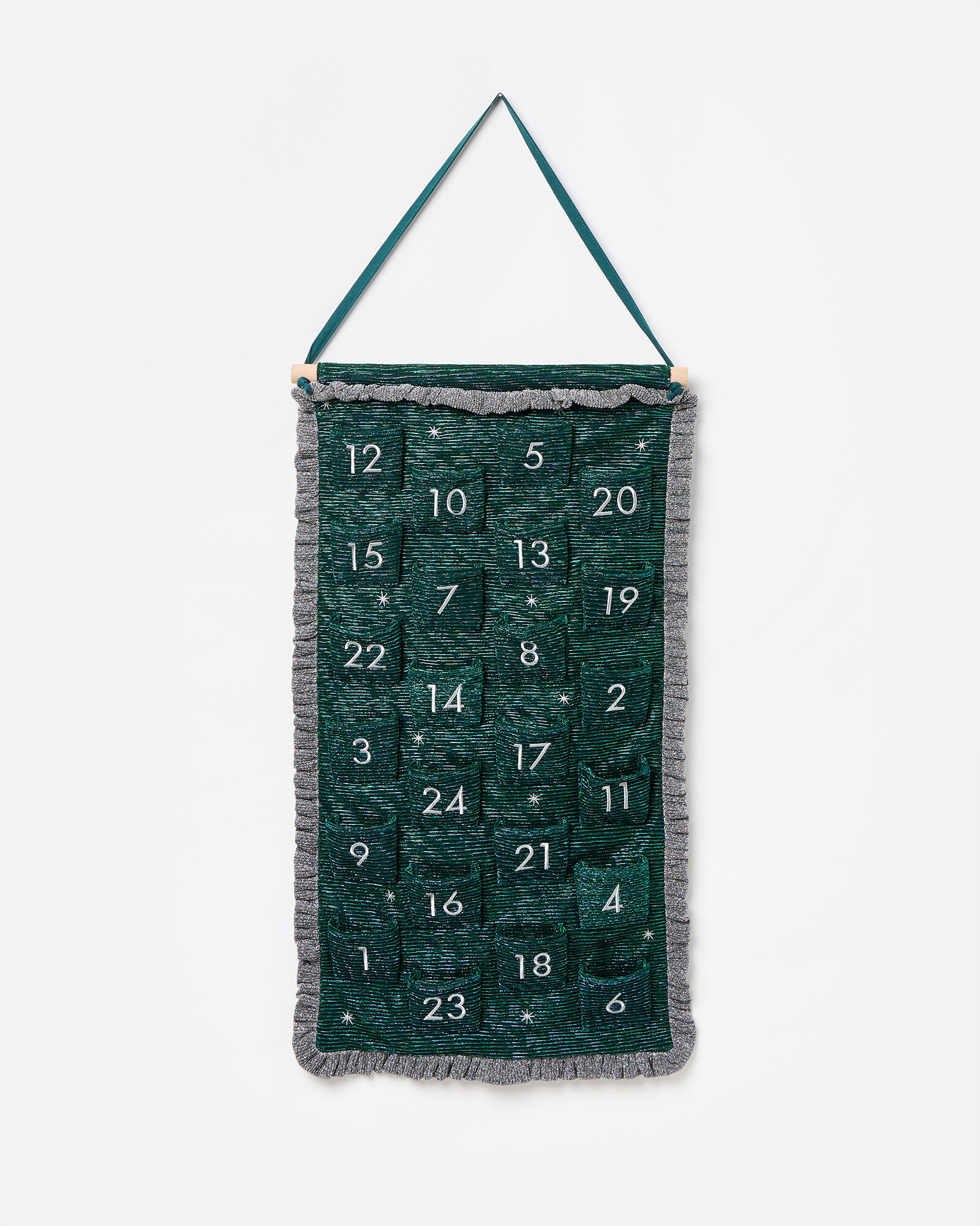 Green Metallic Ruffle Reusable Advent Calendar Oliver Bonas