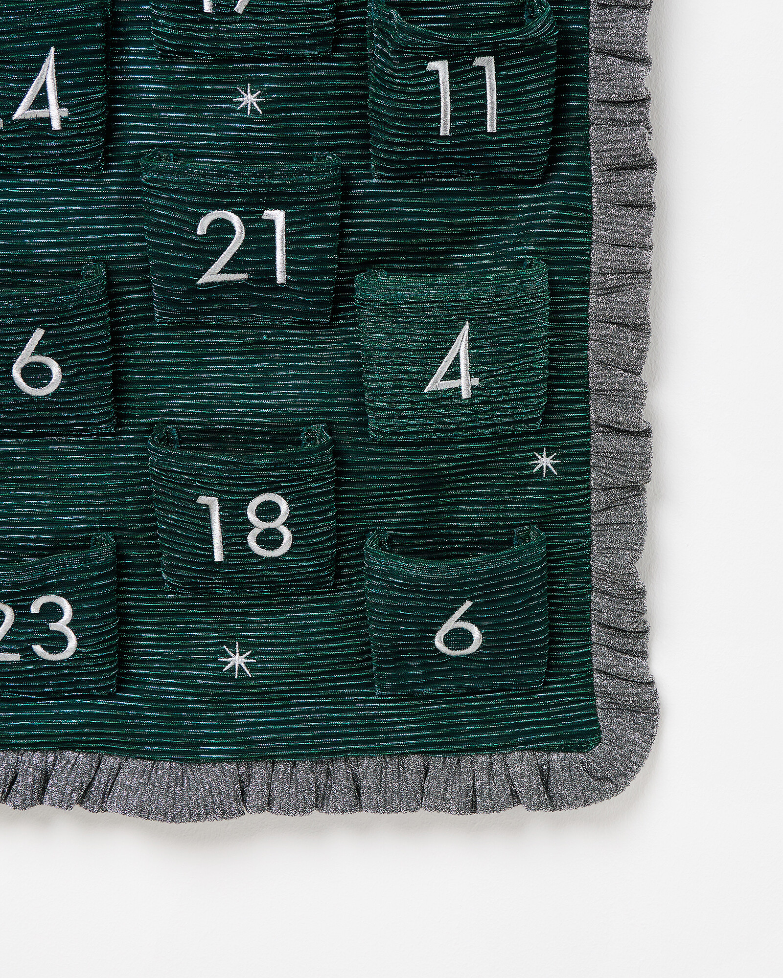 Green Metallic Ruffle Reusable Advent Calendar Oliver Bonas