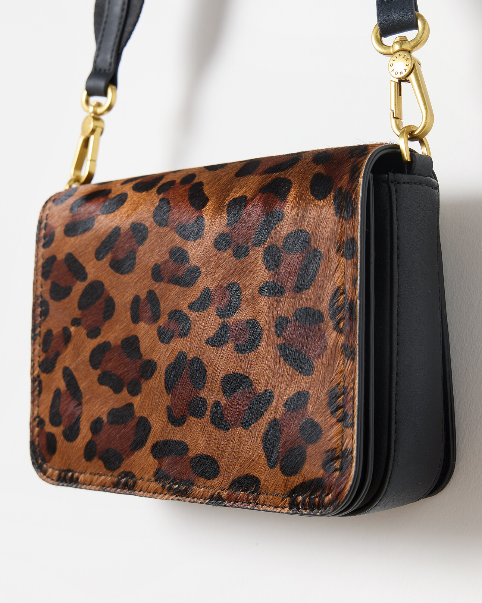 Wren Leopard Print Black Crossbody Bag Oliver Bonas