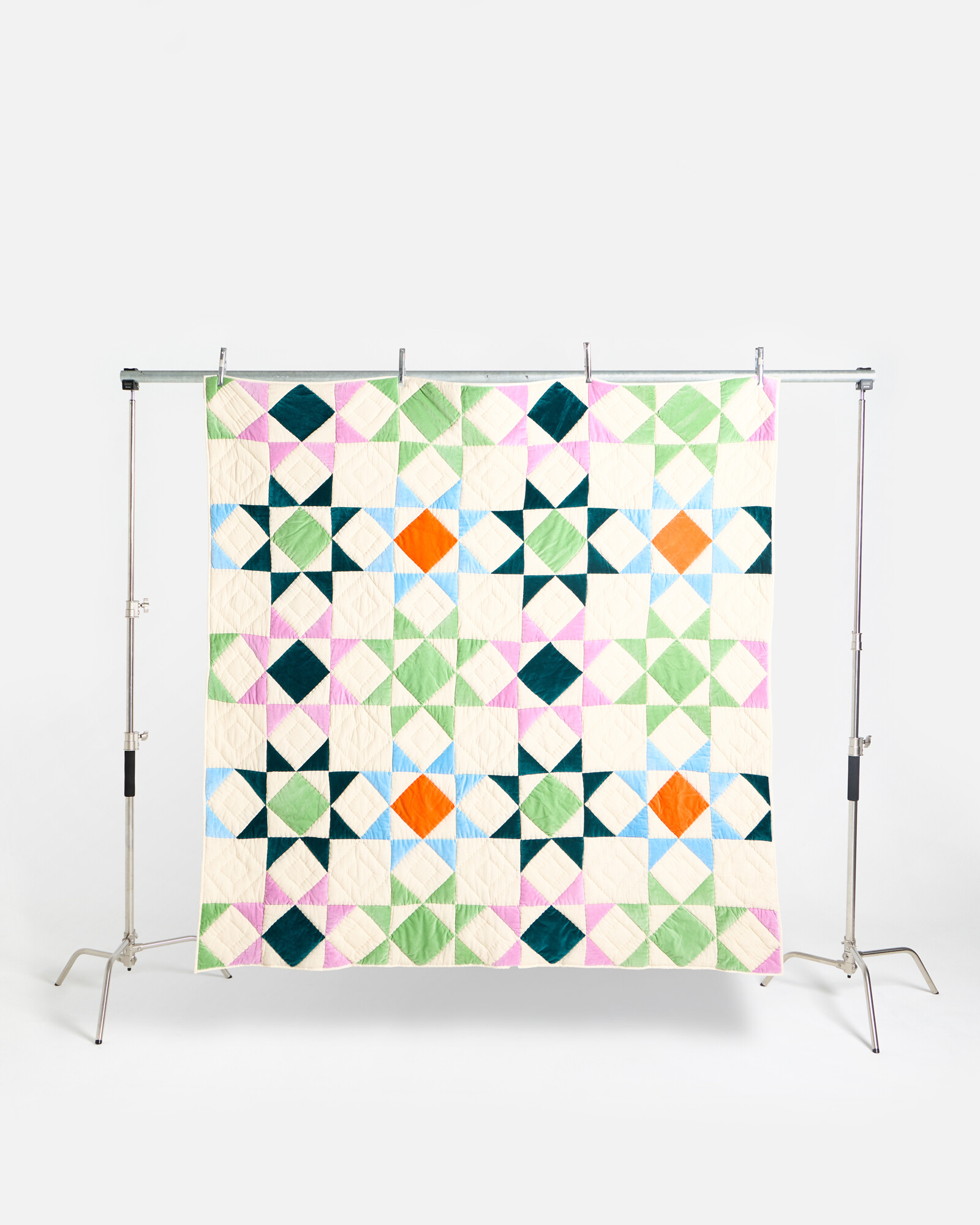 Bright Patchwork Velvet Bedspread Oliver Bonas